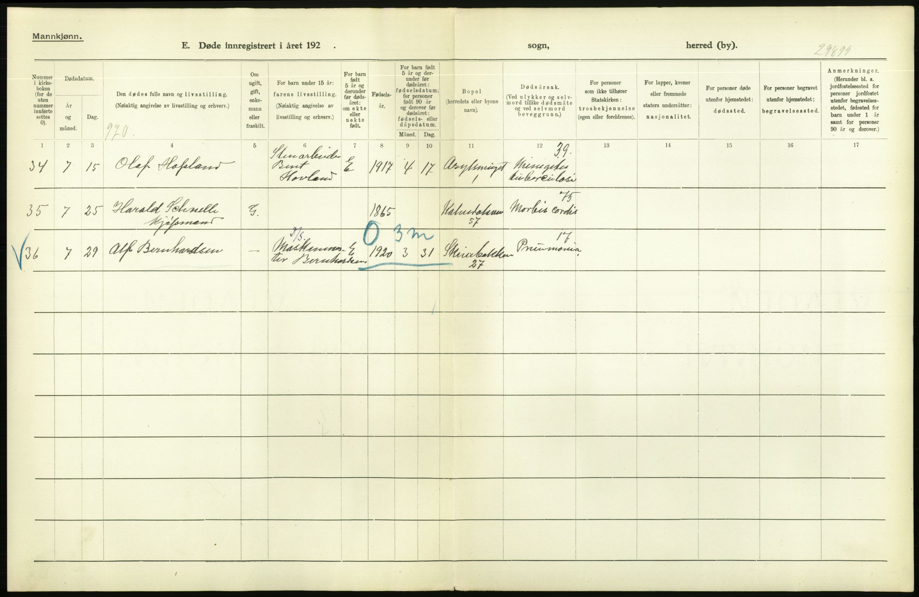 Statistisk sentralbyrå, Sosiodemografiske emner, Befolkning, AV/RA-S-2228/D/Df/Dfb/Dfbj/L0042: Bergen: Gifte, døde, dødfødte., 1920, s. 652