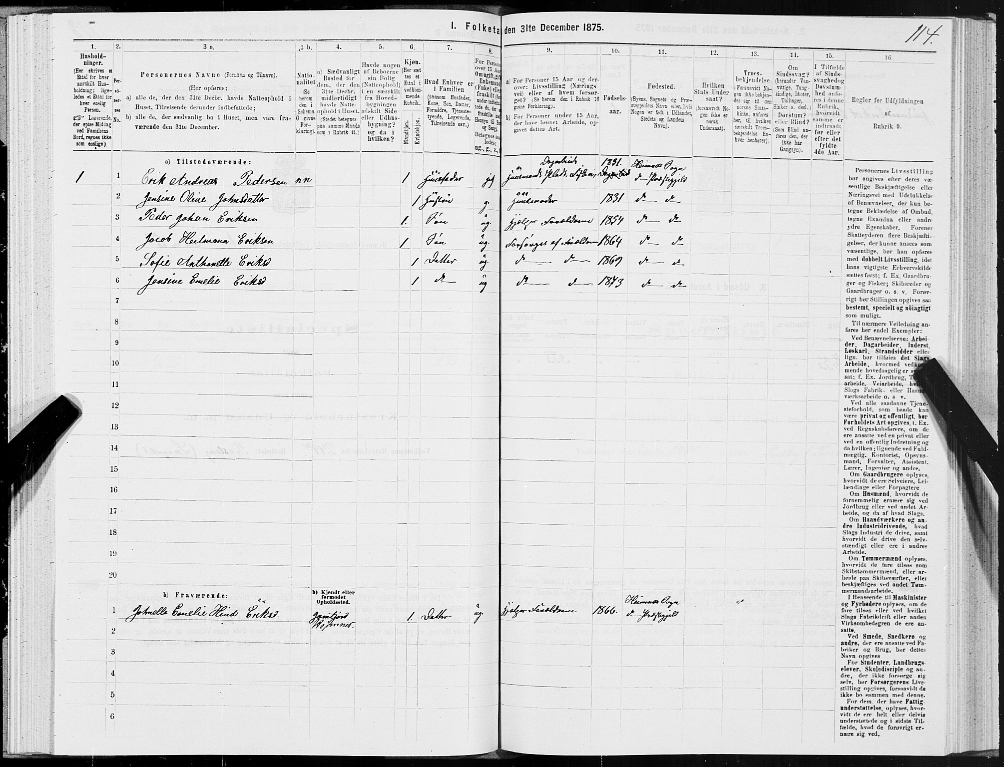 SAT, Folketelling 1875 for 1832P Hemnes prestegjeld, 1875, s. 1114