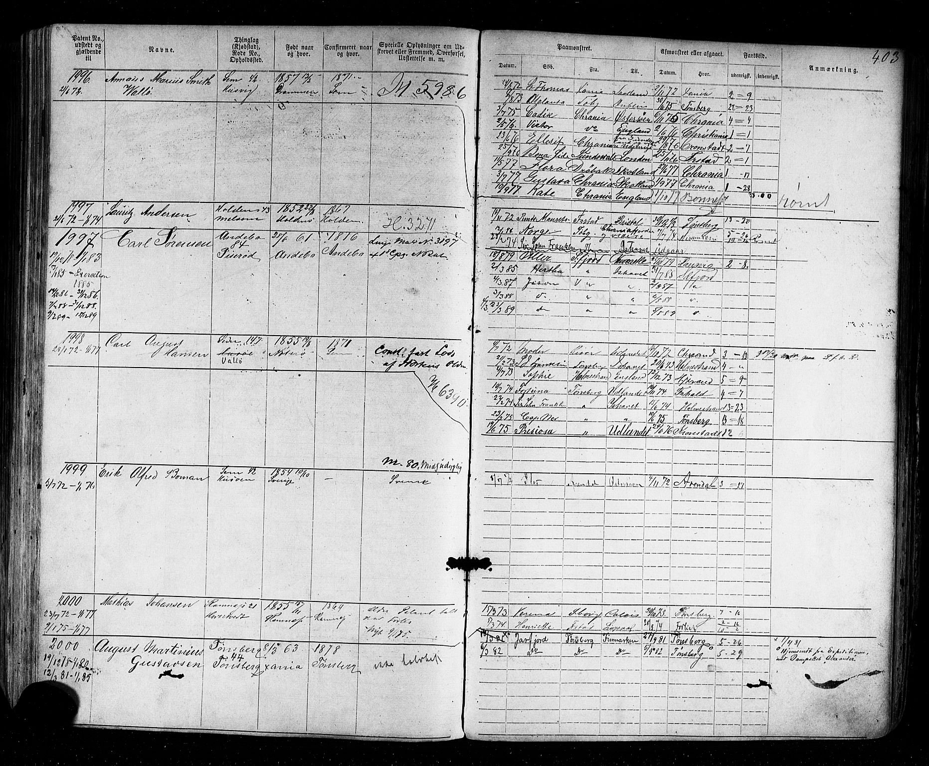 Tønsberg innrulleringskontor, AV/SAKO-A-786/F/Fb/L0002: Annotasjonsrulle Patent nr. 1-2635, 1869-1877, s. 444