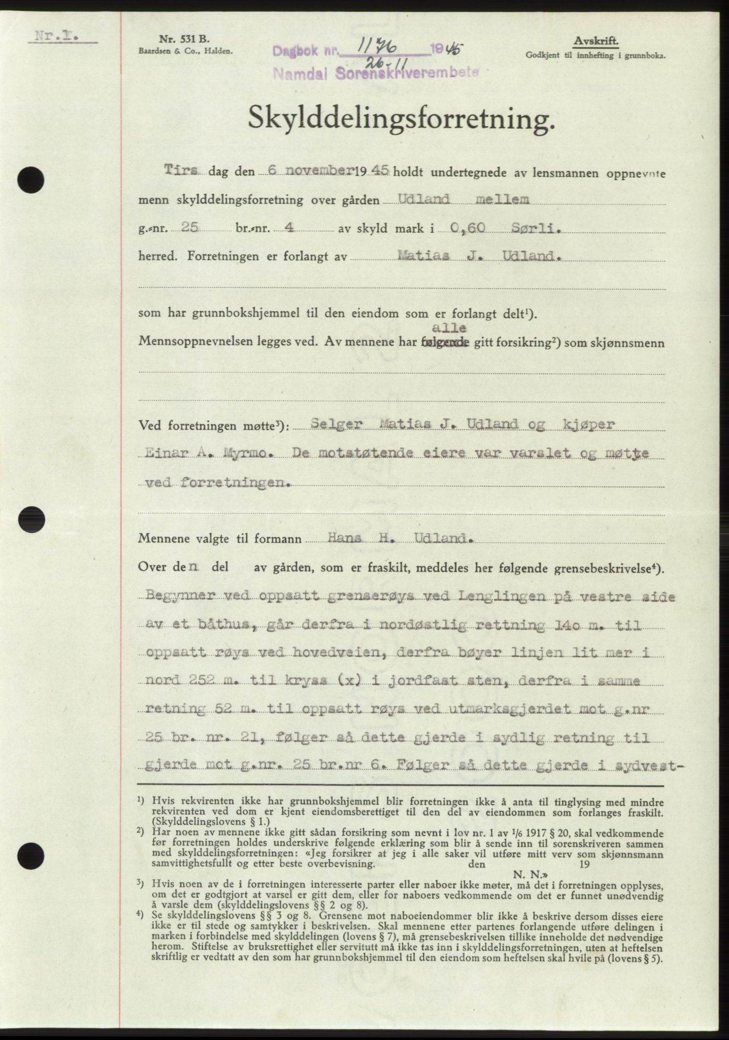Namdal sorenskriveri, SAT/A-4133/1/2/2C: Pantebok nr. -, 1944-1945, Dagboknr: 1176/1945
