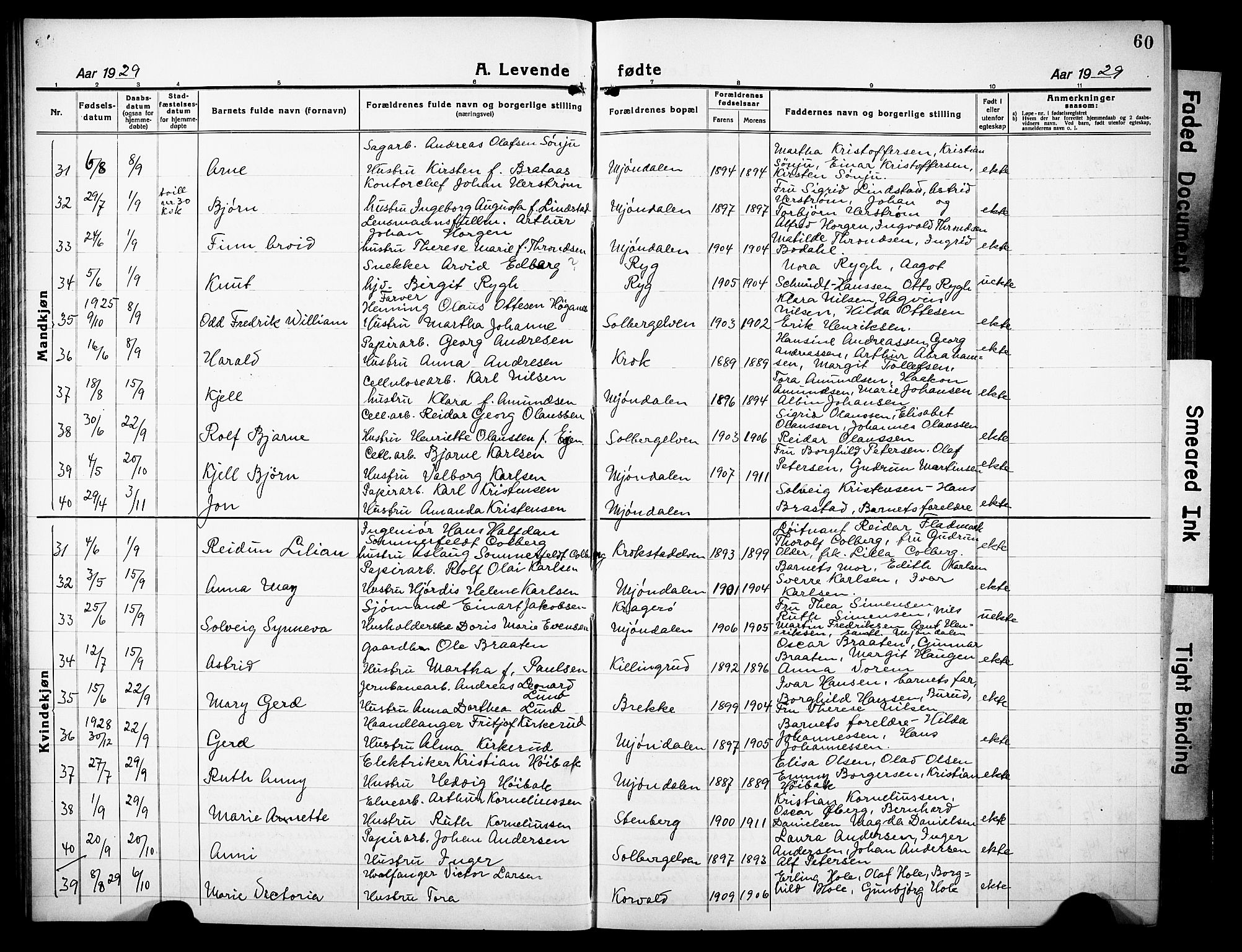 Nedre Eiker kirkebøker, AV/SAKO-A-612/G/Ga/L0006: Klokkerbok nr. 6, 1922-1933, s. 60