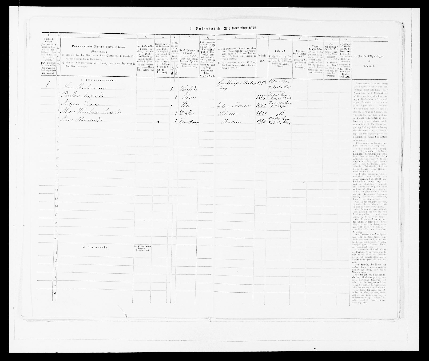 SAB, Folketelling 1875 for 1447P Innvik prestegjeld, 1875, s. 154