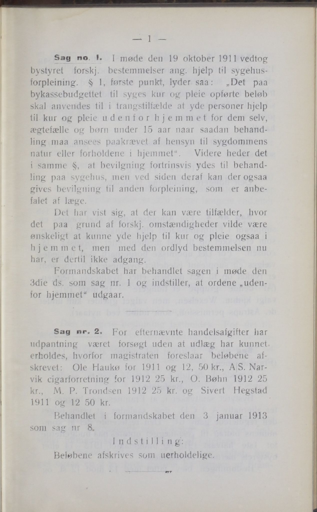 Narvik kommune. Formannskap , AIN/K-18050.150/A/Ab/L0003: Møtebok, 1913