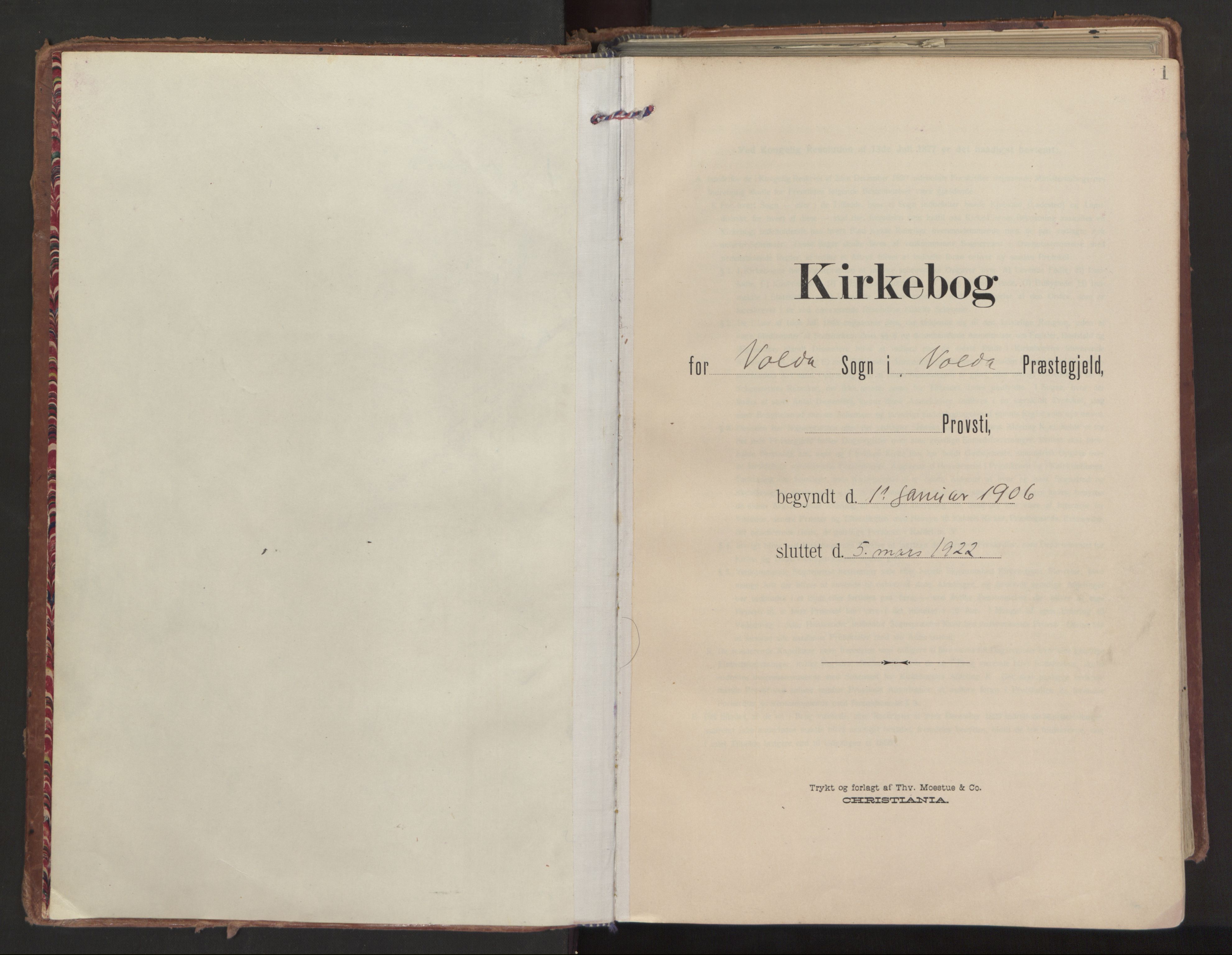 Ministerialprotokoller, klokkerbøker og fødselsregistre - Møre og Romsdal, AV/SAT-A-1454/511/L0144: Ministerialbok nr. 511A11, 1906-1923, s. 1