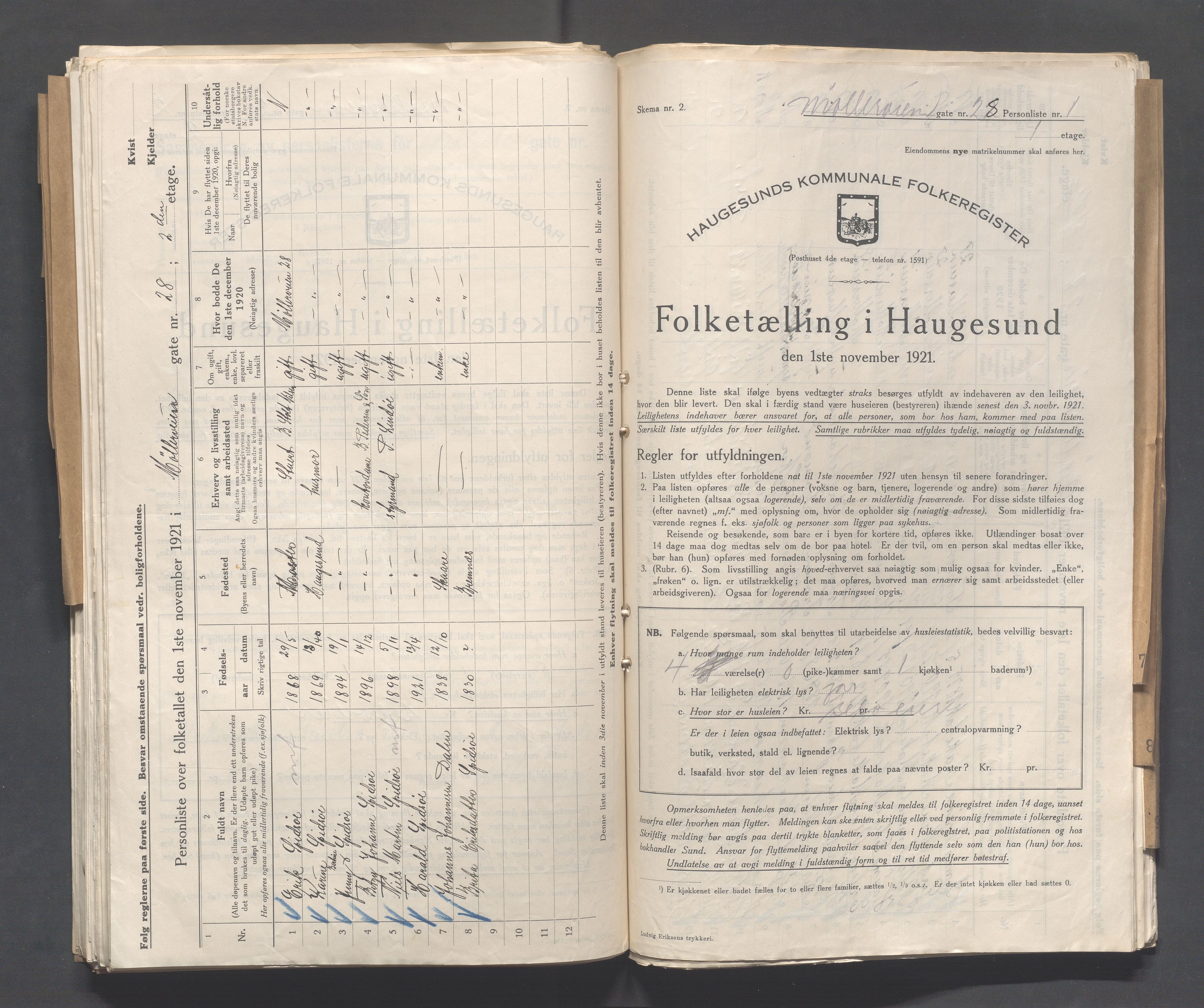 IKAR, Kommunal folketelling 1.11.1921 for Haugesund, 1921, s. 3137