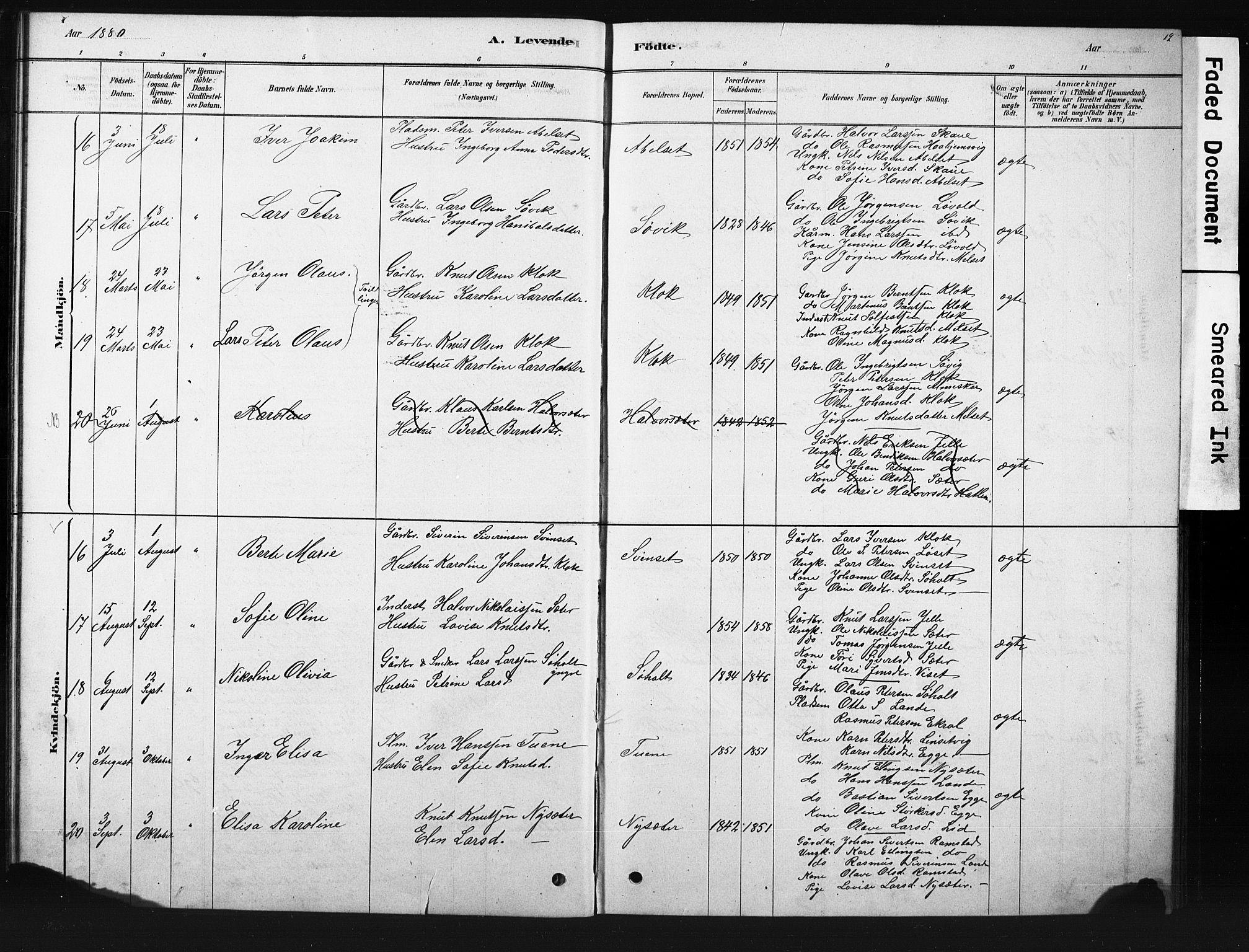 Ministerialprotokoller, klokkerbøker og fødselsregistre - Møre og Romsdal, AV/SAT-A-1454/522/L0326: Klokkerbok nr. 522C05, 1878-1890, s. 19