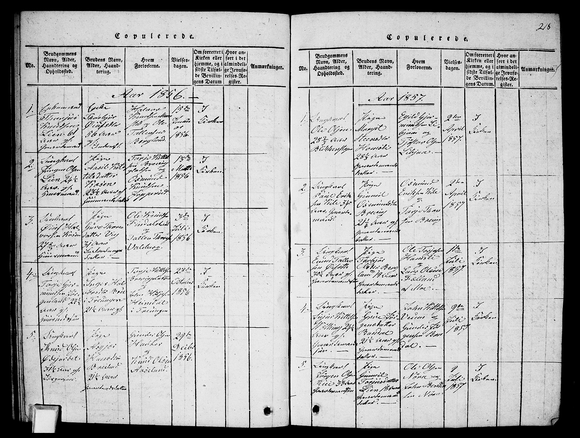 Fyresdal kirkebøker, AV/SAKO-A-263/G/Ga/L0002: Klokkerbok nr. I 2, 1815-1857, s. 218