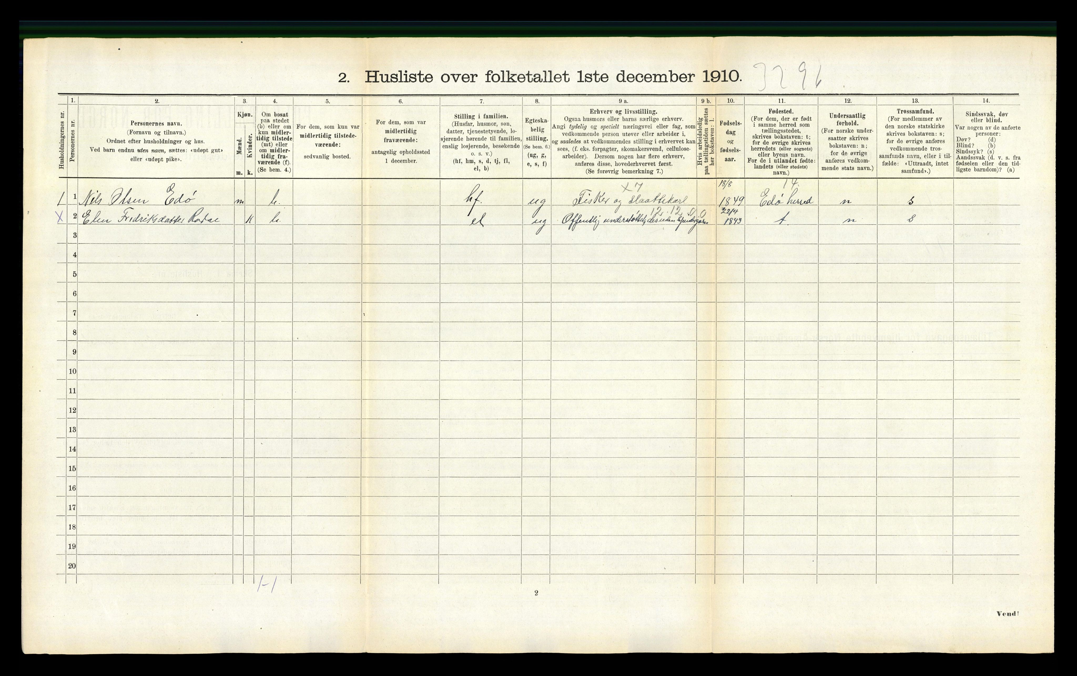 RA, Folketelling 1910 for 1569 Aure herred, 1910, s. 345