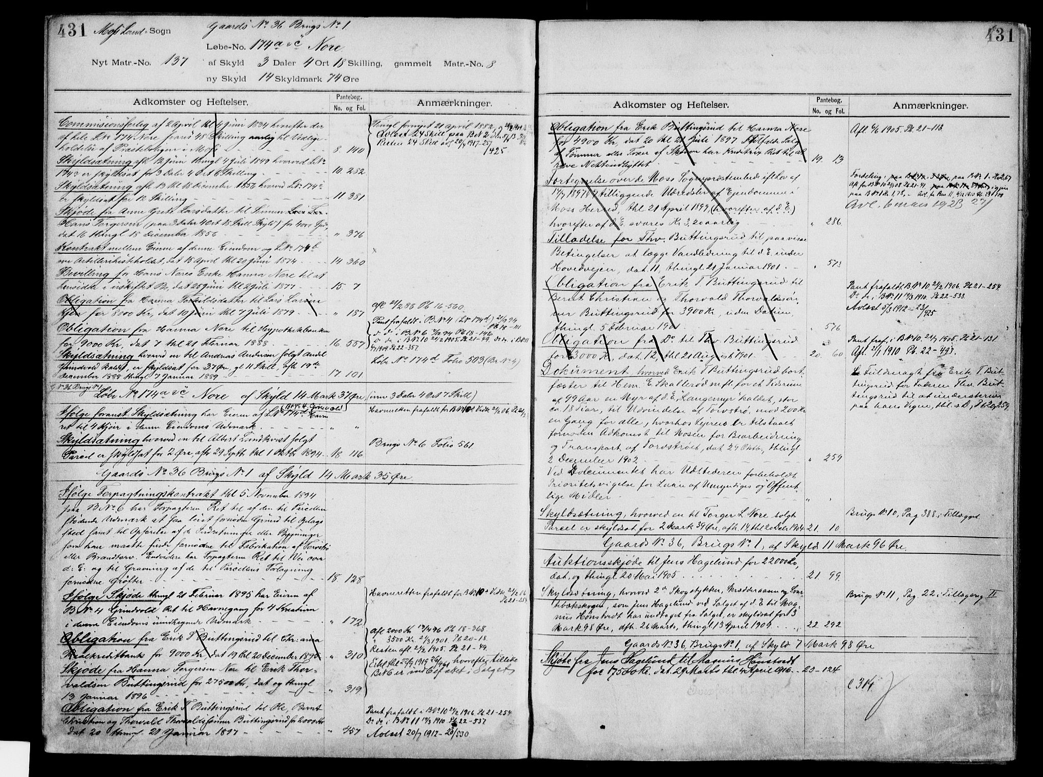 Moss sorenskriveri, SAO/A-10168: Panteregister nr. IV 3b, 1769-1926, s. 431