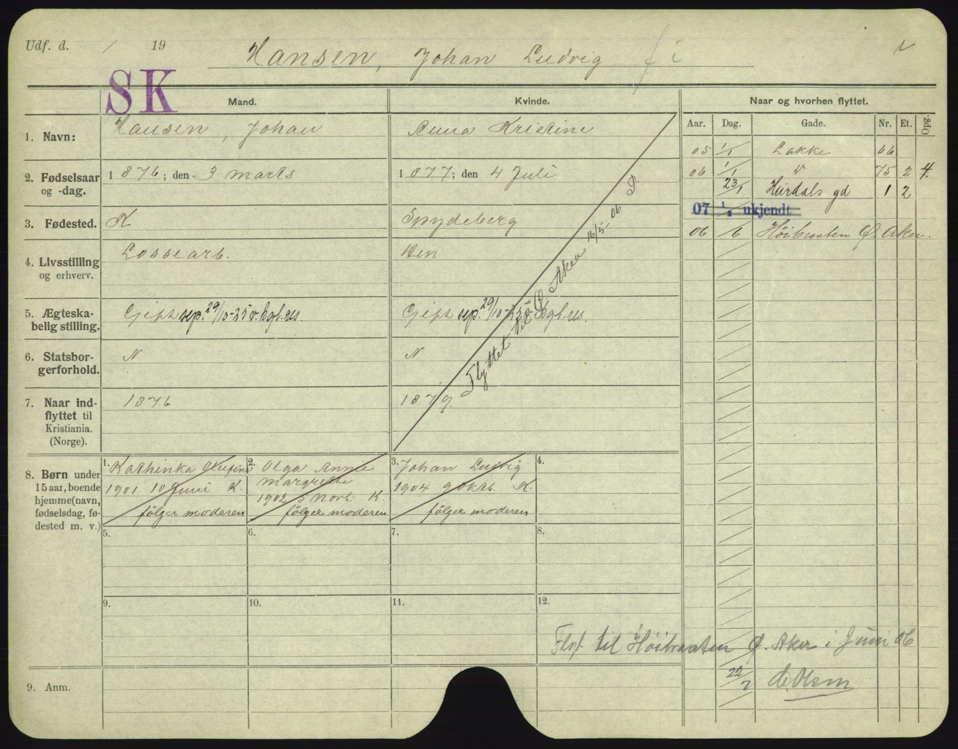 Oslo folkeregister, Registerkort, SAO/A-11715/F/Fa/Fac/L0004: Menn, 1906-1914, s. 151a