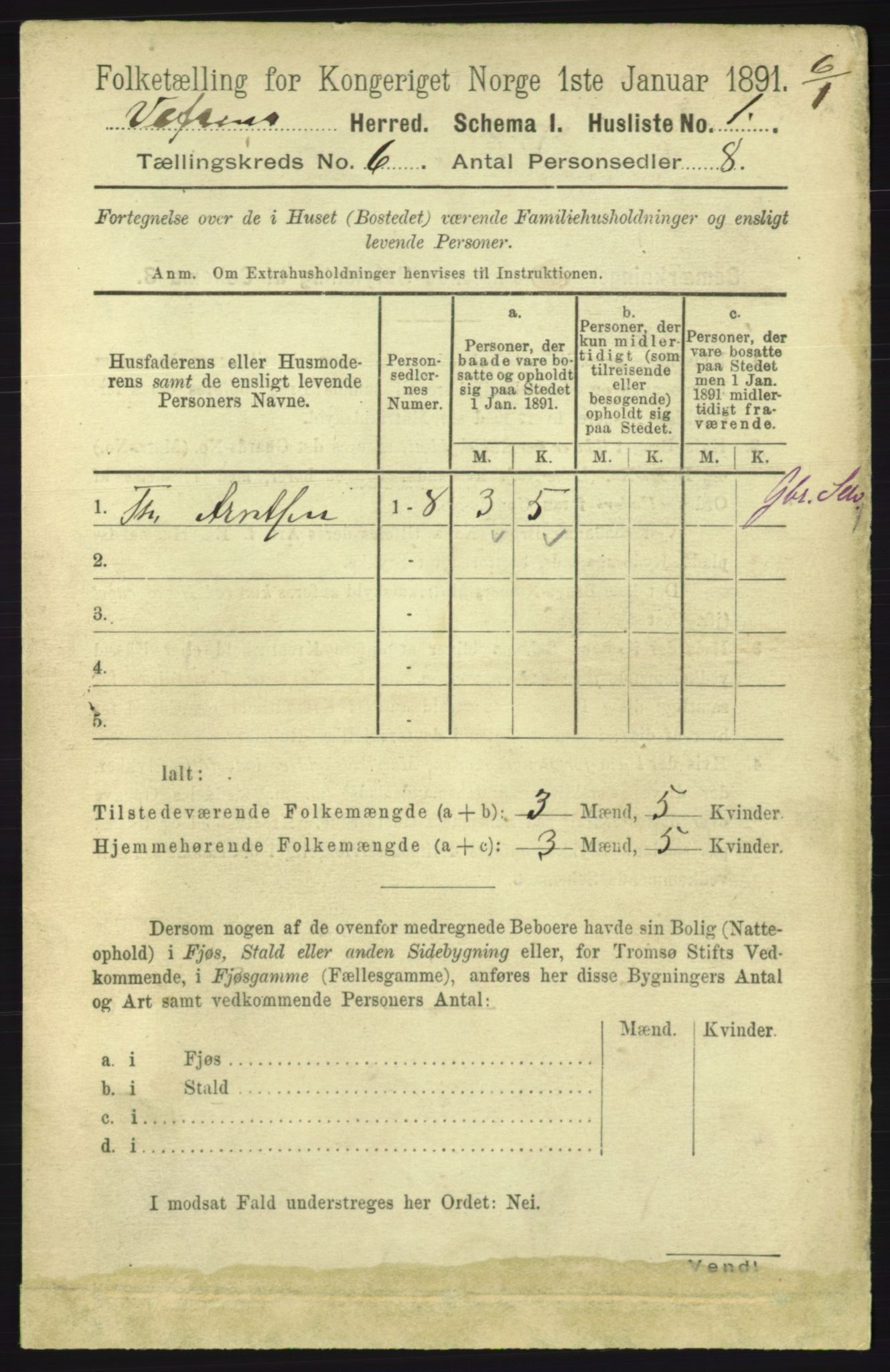 RA, Folketelling 1891 for 1824 Vefsn herred, 1891, s. 2666