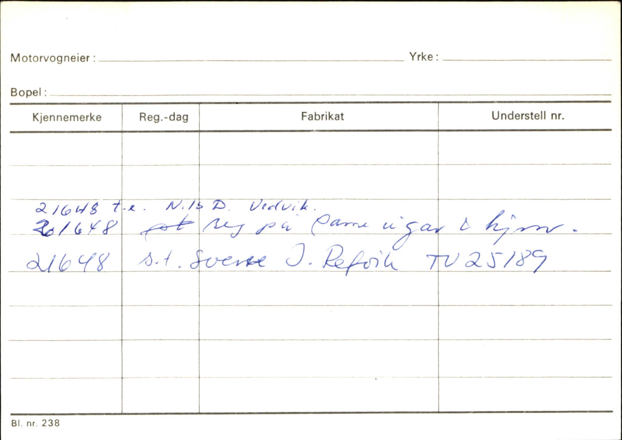 Statens vegvesen, Sogn og Fjordane vegkontor, SAB/A-5301/4/F/L0144: Registerkort Vågsøy A-R, 1945-1975, s. 1313