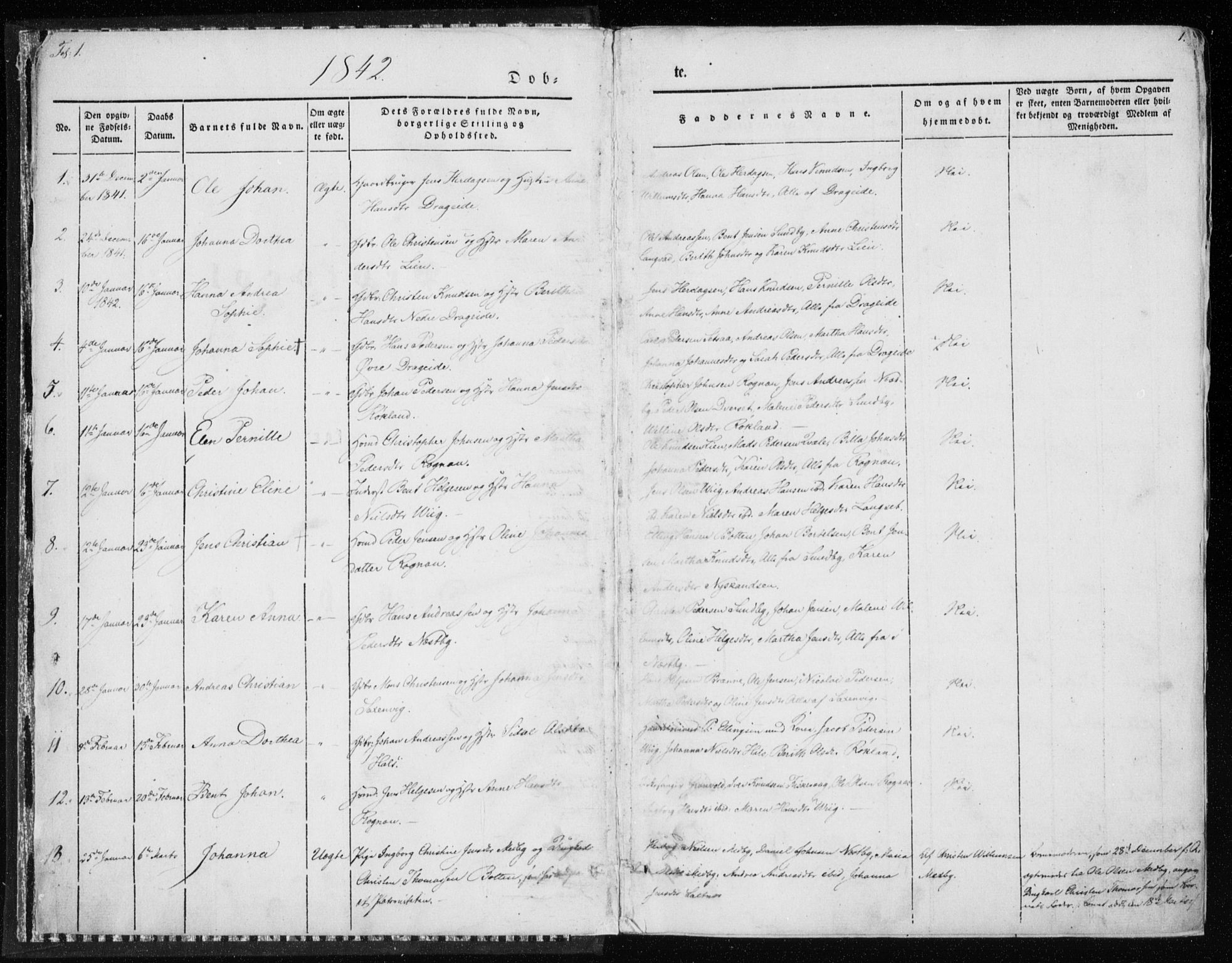 Ministerialprotokoller, klokkerbøker og fødselsregistre - Nordland, SAT/A-1459/847/L0666: Ministerialbok nr. 847A06, 1842-1871, s. 1