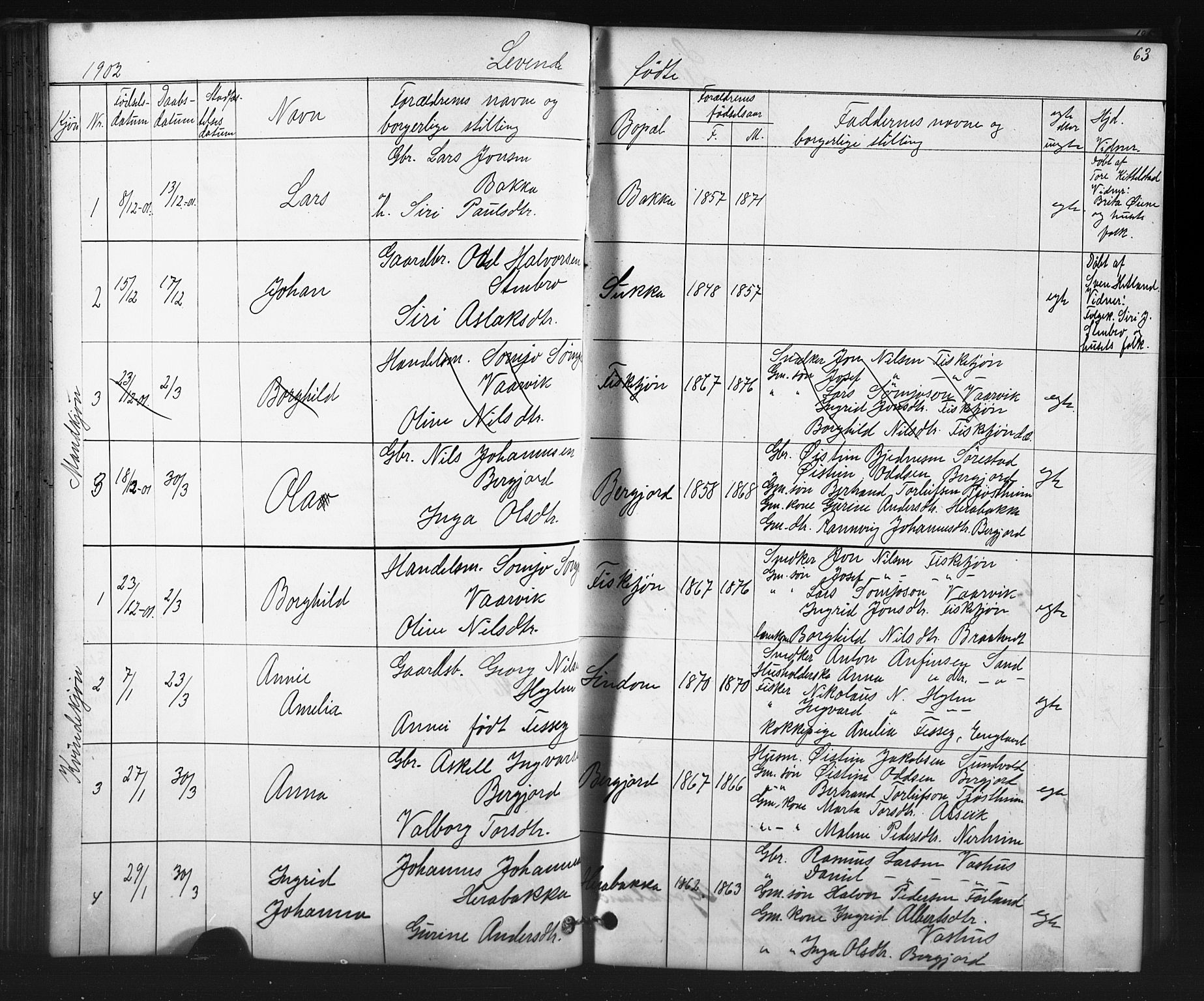 Suldal sokneprestkontor, AV/SAST-A-101845/01/V/L0005: Klokkerbok nr. B 5, 1885-1916, s. 63