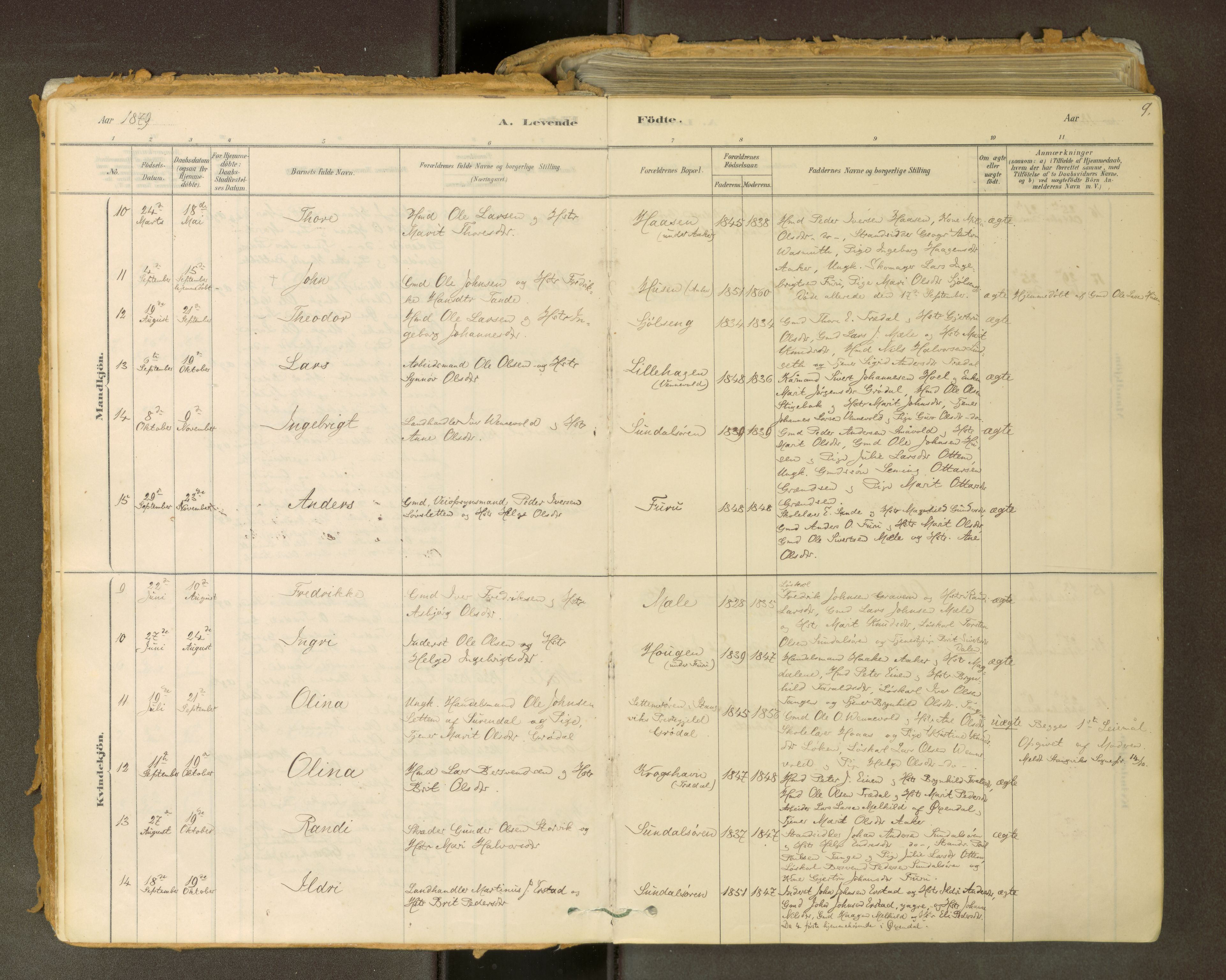 Sunndal sokneprestkontor, AV/SAT-A-1085/1/I/I1/I1a: Ministerialbok nr. 2, 1877-1914, s. 9