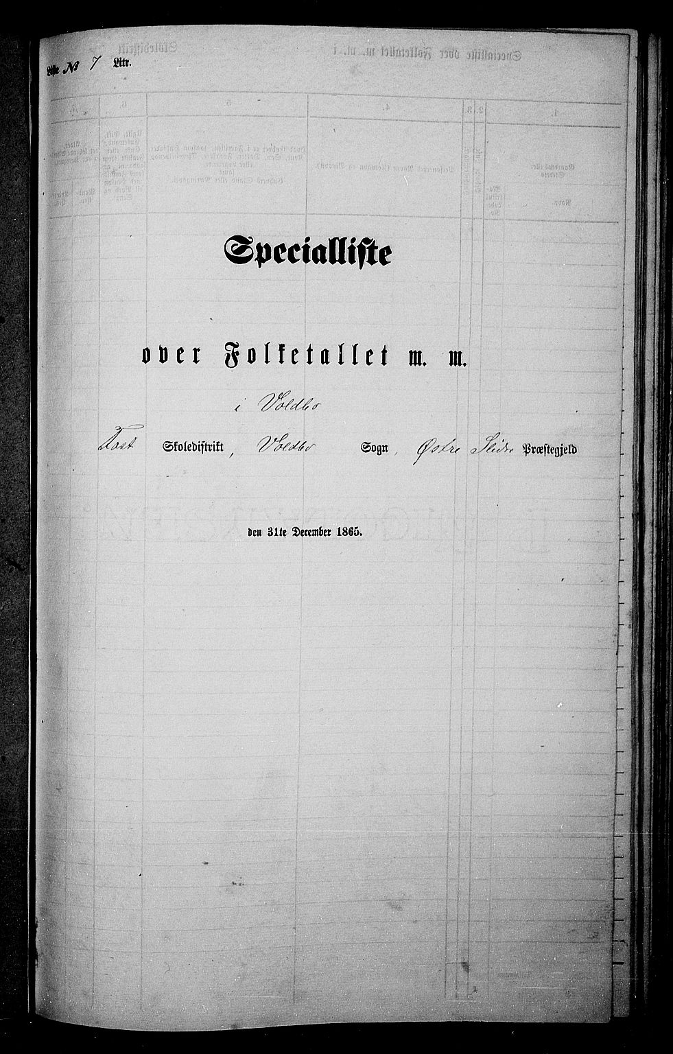 RA, Folketelling 1865 for 0544P Øystre Slidre prestegjeld, 1865, s. 70