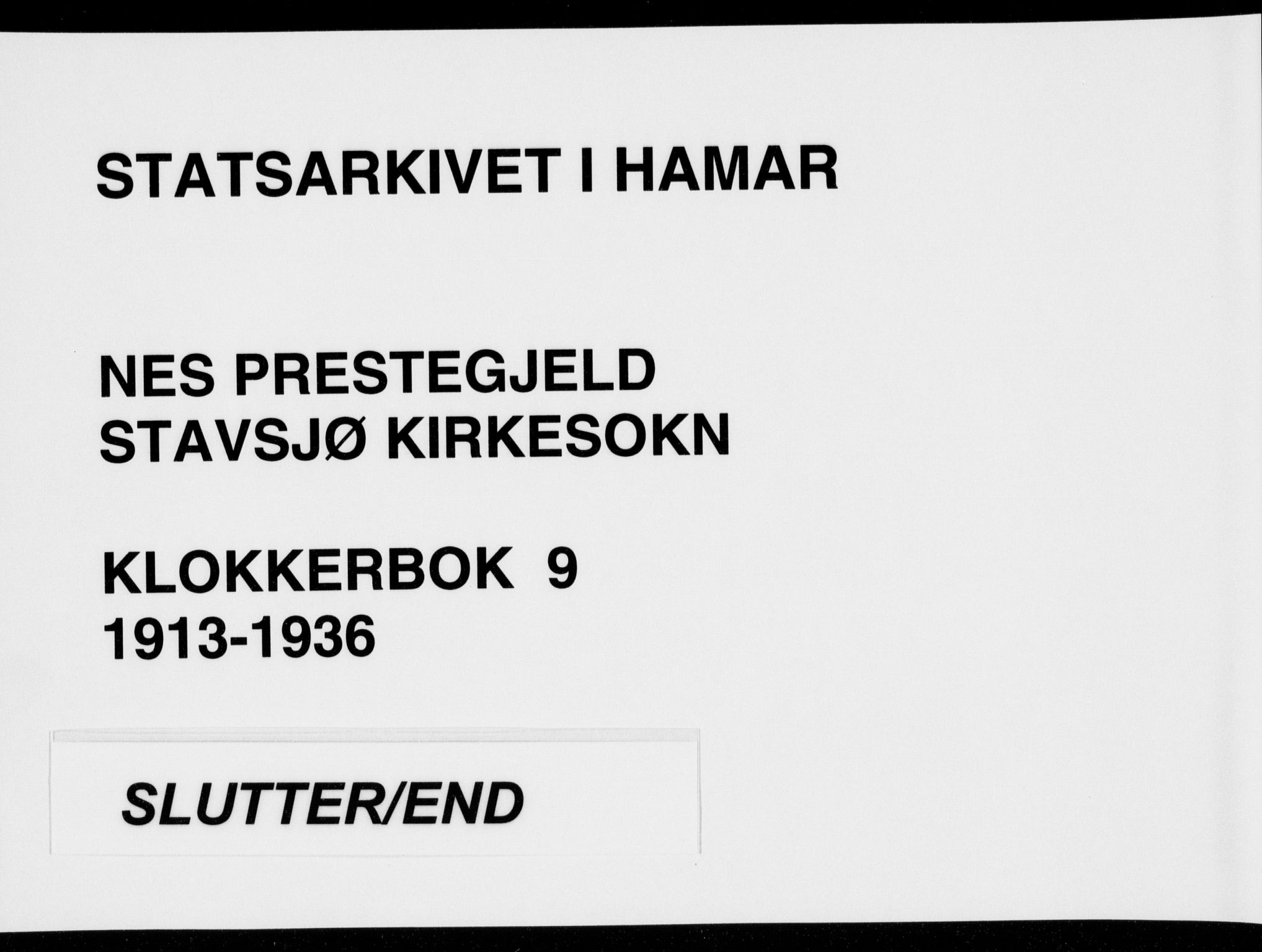 Nes prestekontor, Hedmark, SAH/PREST-020/L/La/L0009: Klokkerbok nr. 9, 1913-1936