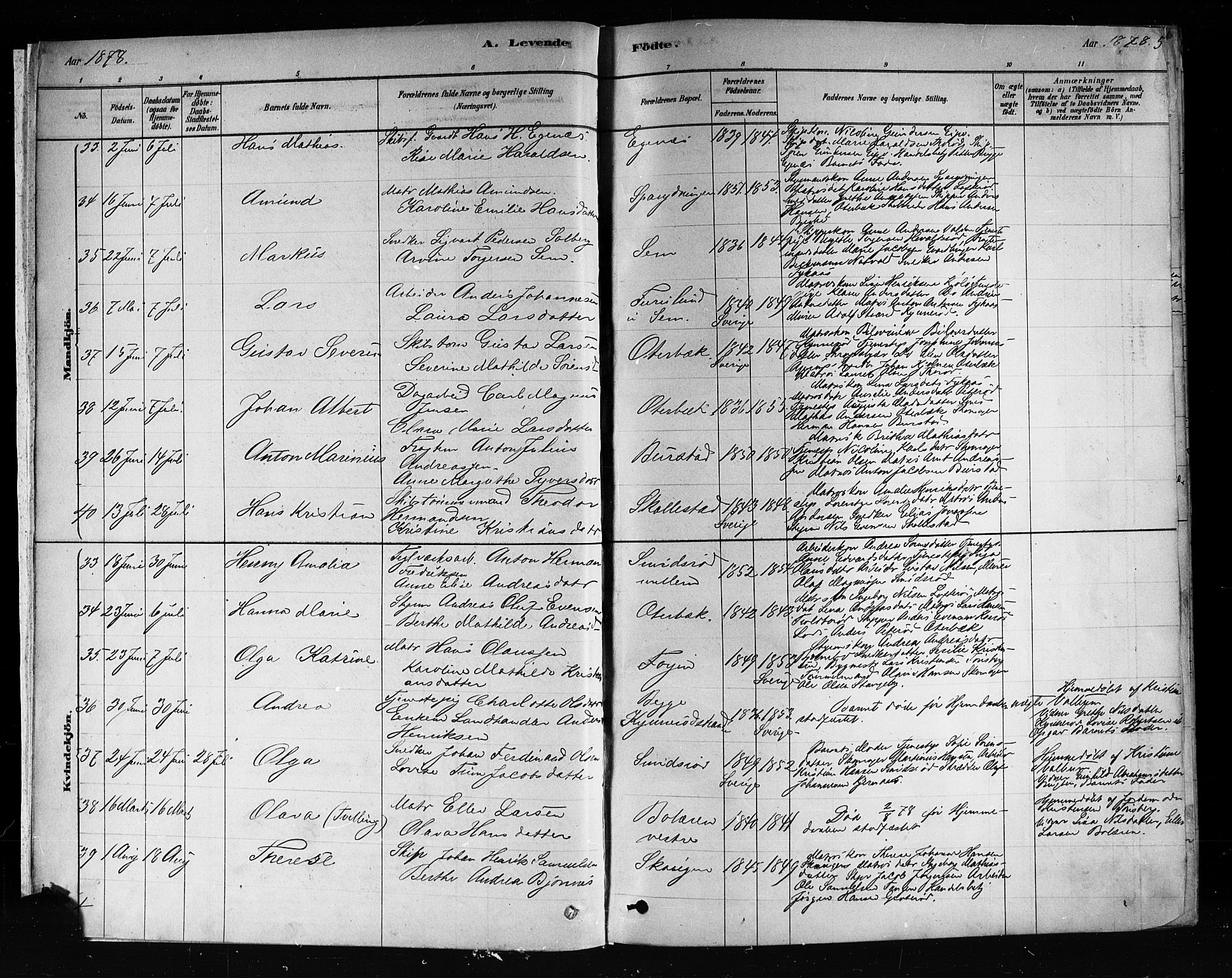 Nøtterøy kirkebøker, AV/SAKO-A-354/F/Fa/L0008: Ministerialbok nr. I 8, 1878-1893, s. 5