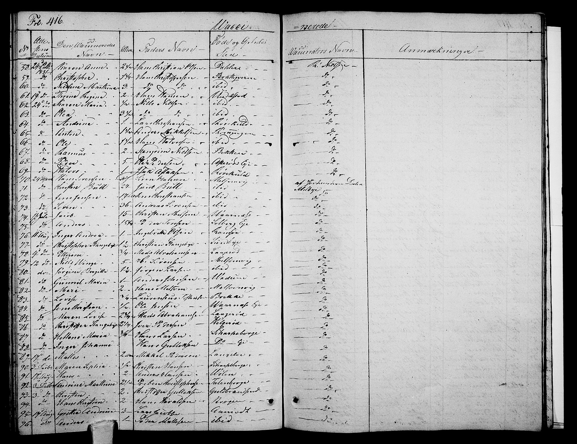 Stokke kirkebøker, AV/SAKO-A-320/F/Fa/L0006: Ministerialbok nr. I 6, 1826-1843, s. 416