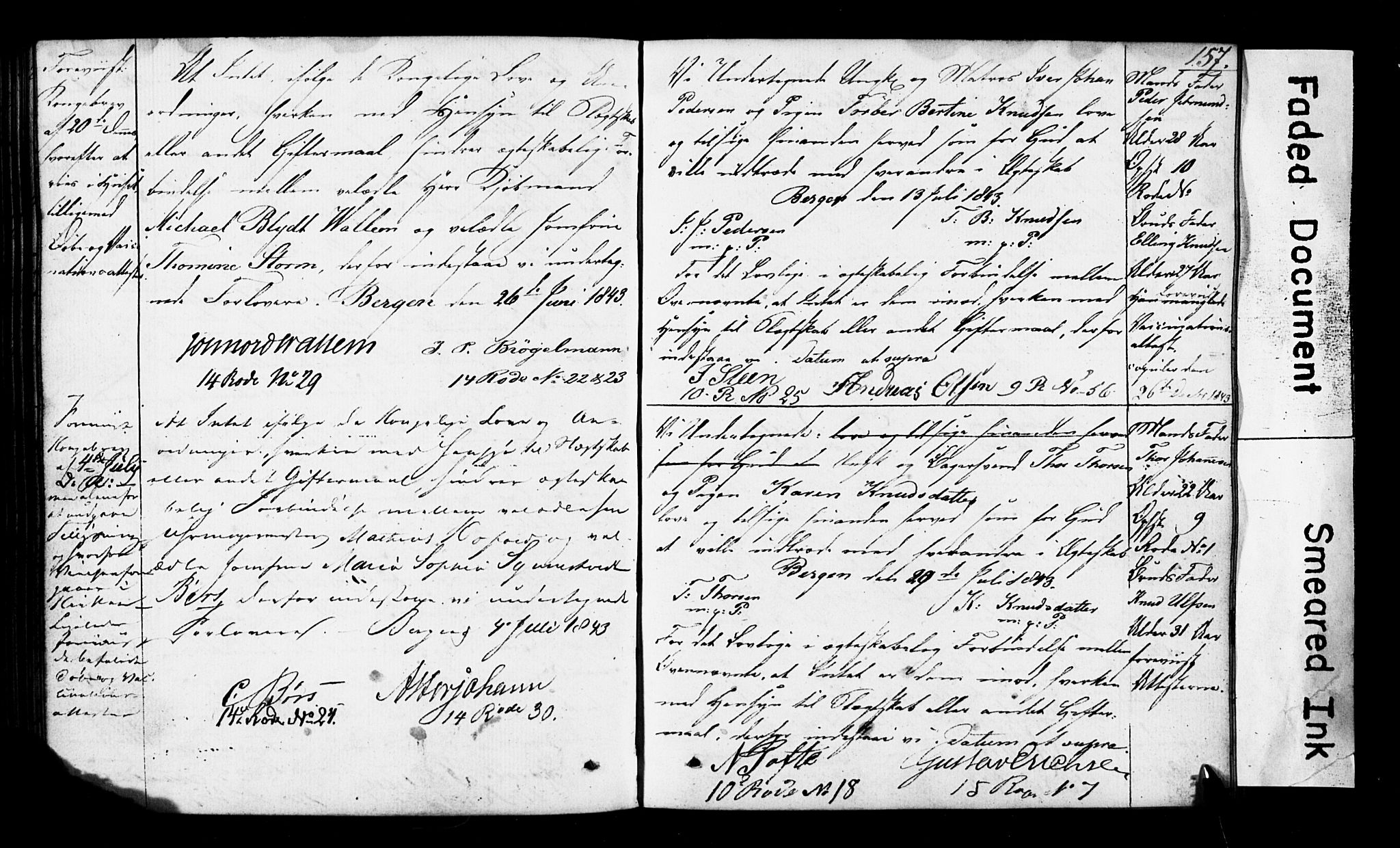 Domkirken sokneprestembete, SAB/A-74801: Forlovererklæringer nr. II.5.3, 1832-1845, s. 157