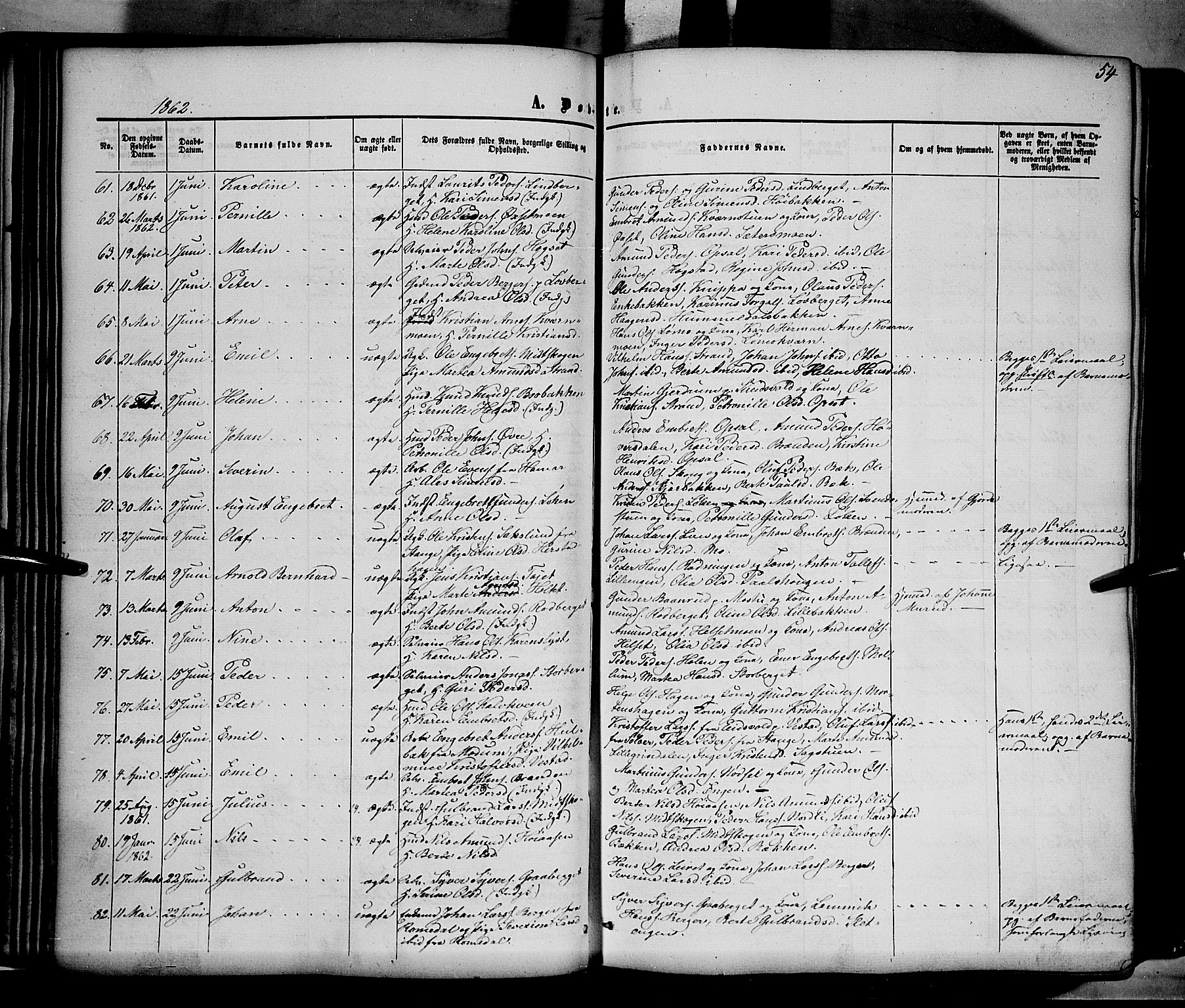 Elverum prestekontor, AV/SAH-PREST-044/H/Ha/Haa/L0010: Ministerialbok nr. 10, 1857-1868, s. 54
