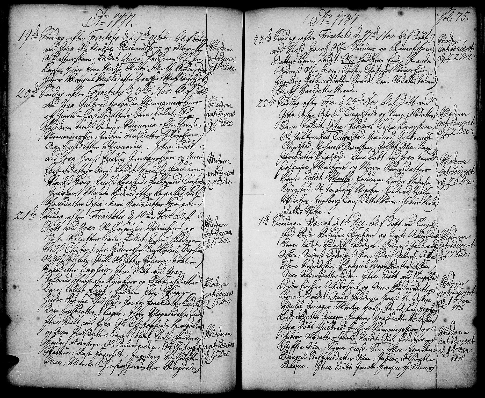 Gran prestekontor, AV/SAH-PREST-112/H/Ha/Haa/L0002: Ministerialbok nr. 2, 1732-1744, s. 75