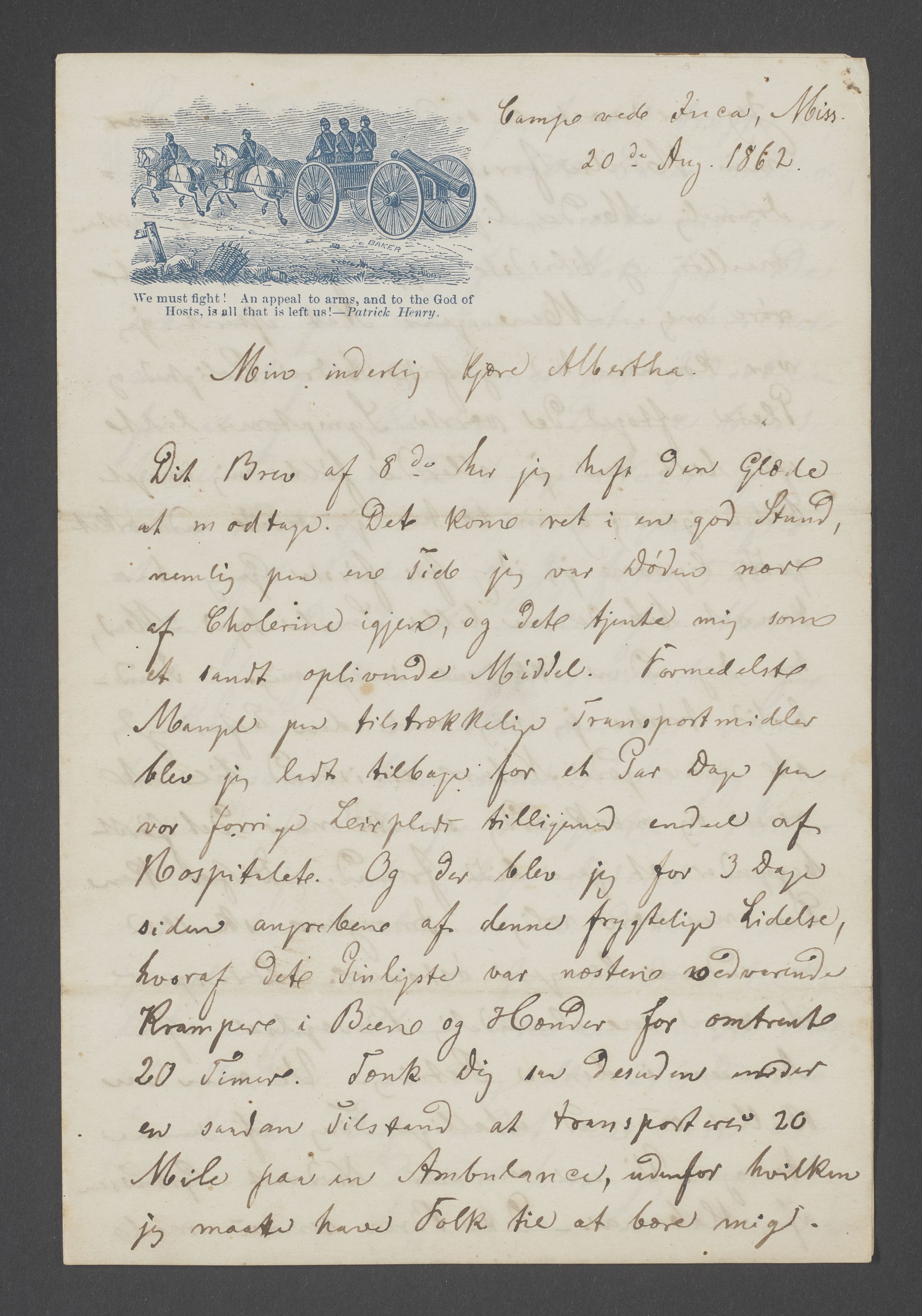 Søren Johan Hanssen, cand. med., IKAM/P-00148/G/L0001/0011: Private brev / Brev 20.08.1862, 1862