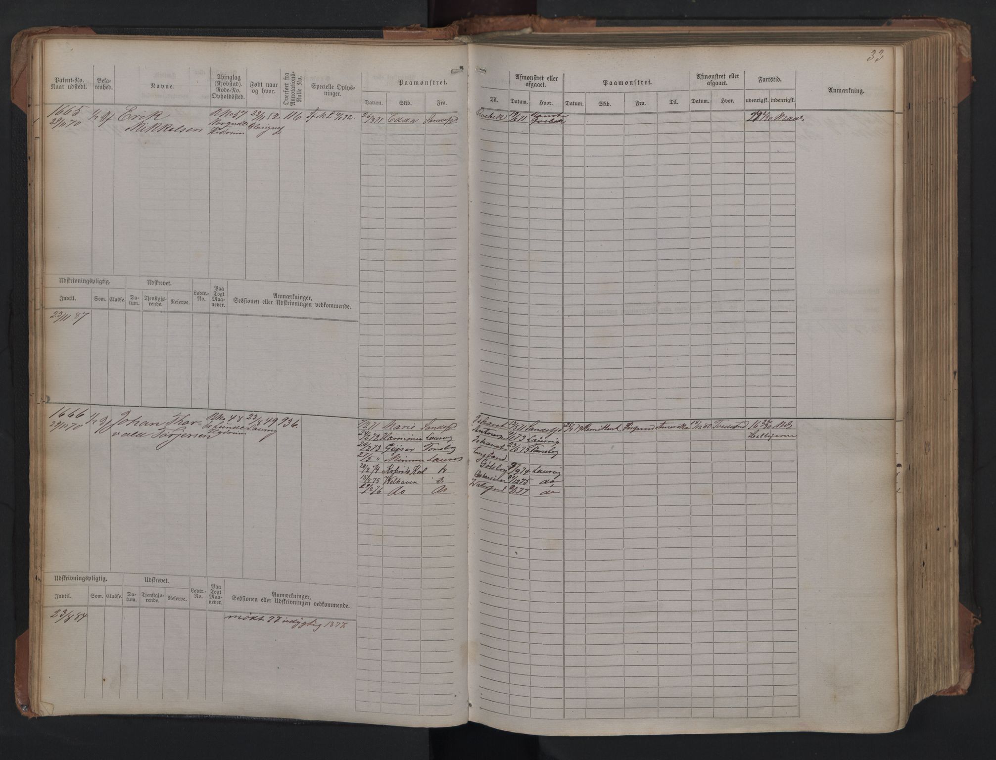 Larvik innrulleringskontor, AV/SAKO-A-787/F/Fc/L0005: Hovedrulle, 1868, s. 33