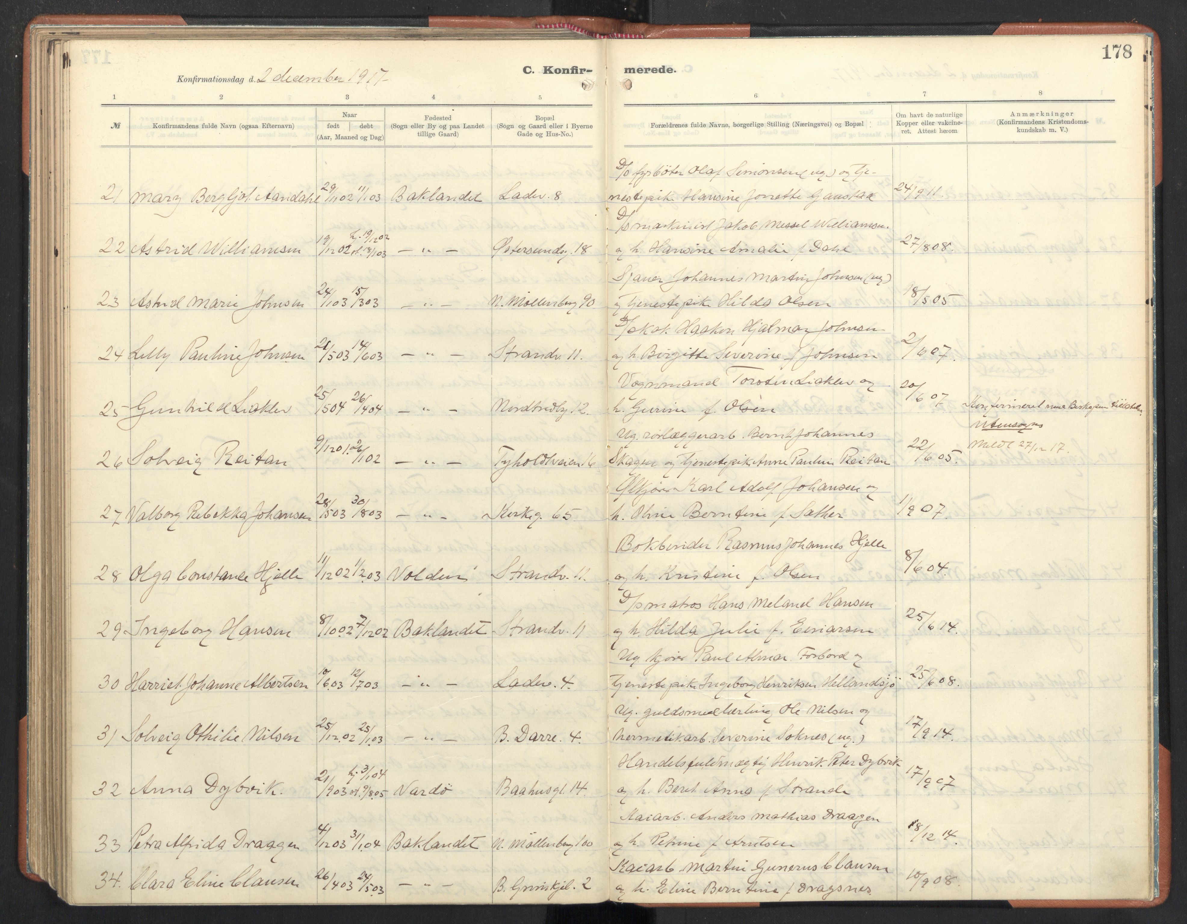 Ministerialprotokoller, klokkerbøker og fødselsregistre - Sør-Trøndelag, AV/SAT-A-1456/605/L0246: Ministerialbok nr. 605A08, 1916-1920, s. 178