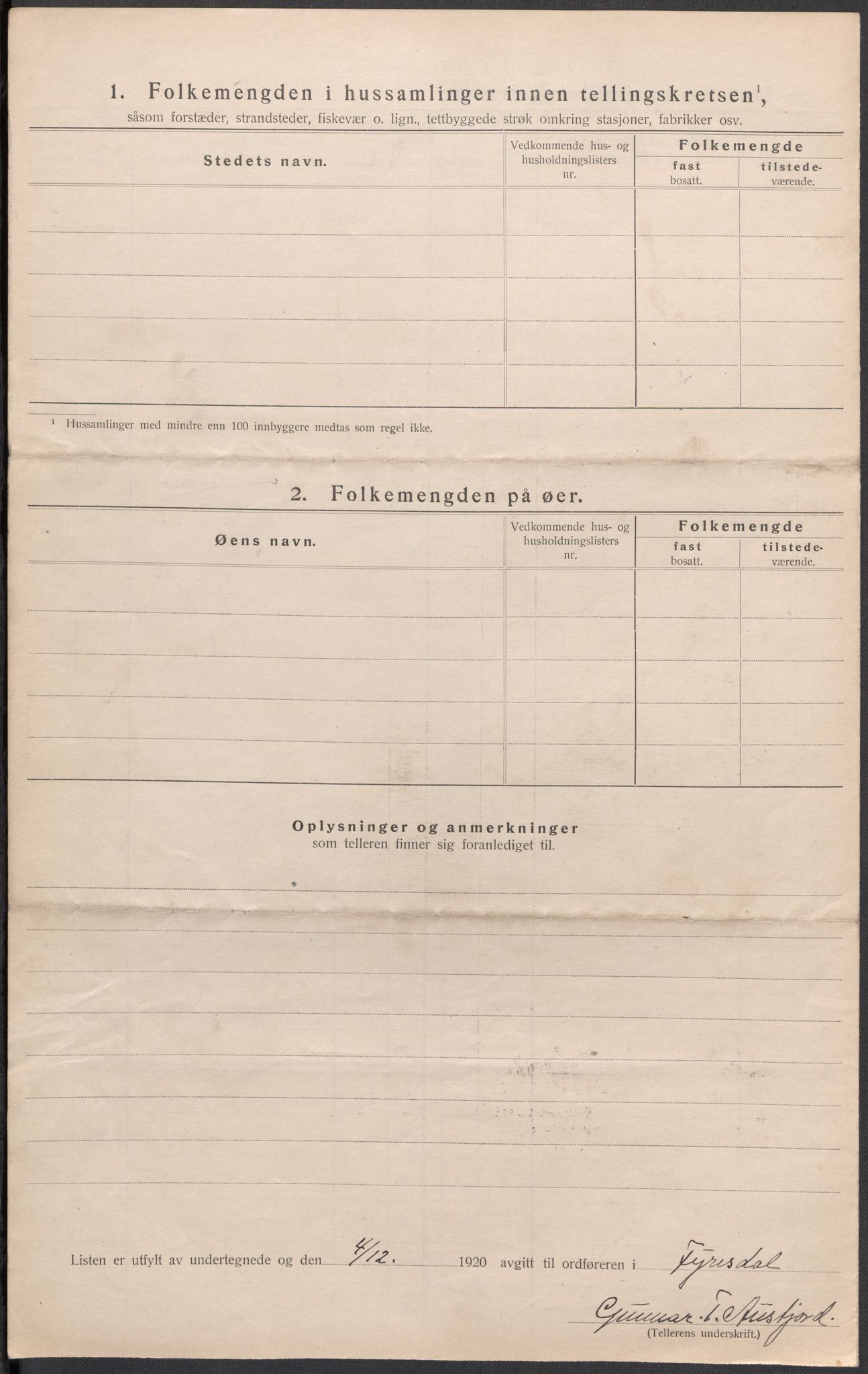 SAKO, Folketelling 1920 for 0831 Fyresdal herred, 1920, s. 19