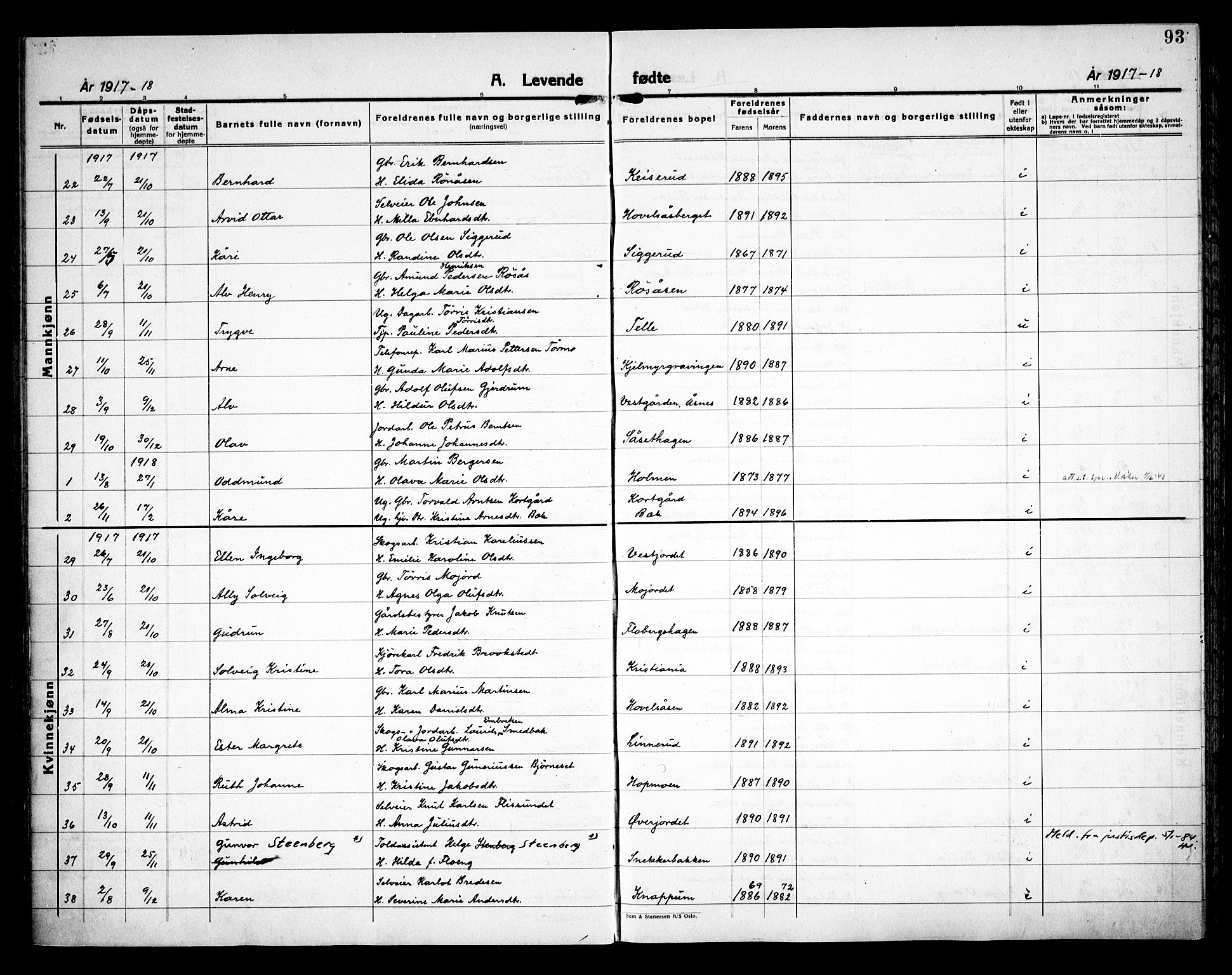 Åsnes prestekontor, AV/SAH-PREST-042/H/Ha/Haa/L0000C: Ministerialbok nr. 0A, 1890-1929, s. 93