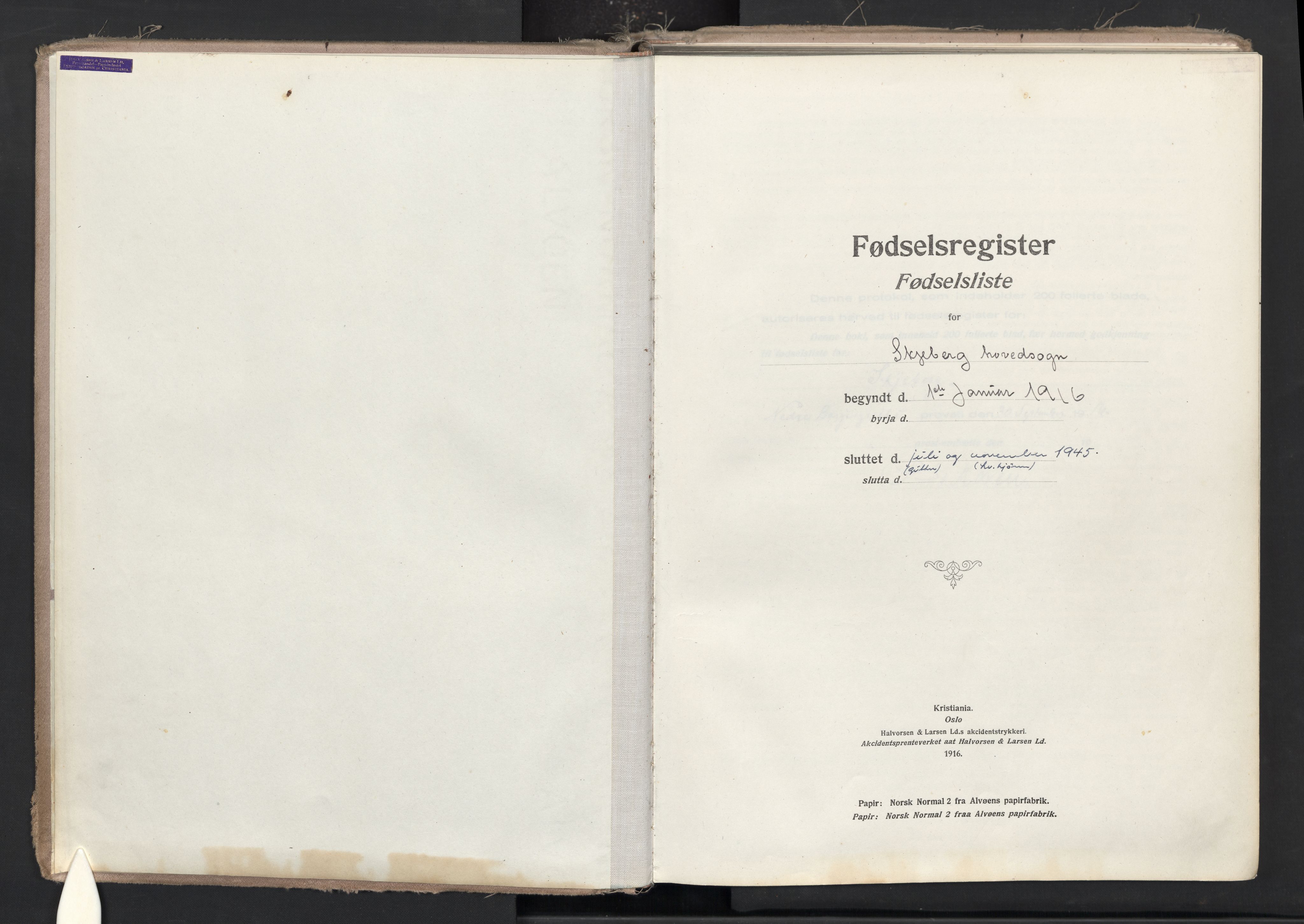 Skjeberg prestekontor Kirkebøker, SAO/A-10923/J/Ja/L0001: Fødselsregister nr. I 1, 1916-1945
