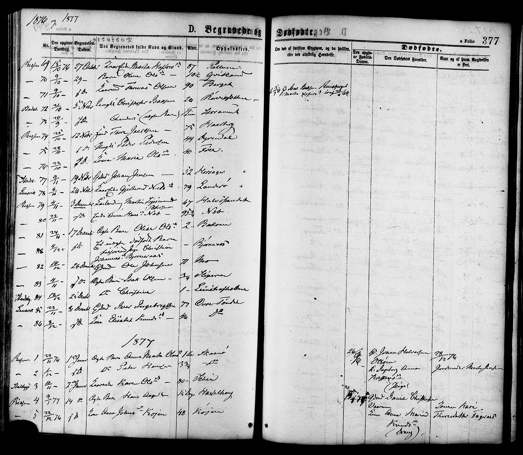 Ministerialprotokoller, klokkerbøker og fødselsregistre - Sør-Trøndelag, SAT/A-1456/646/L0613: Ministerialbok nr. 646A11, 1870-1884, s. 377