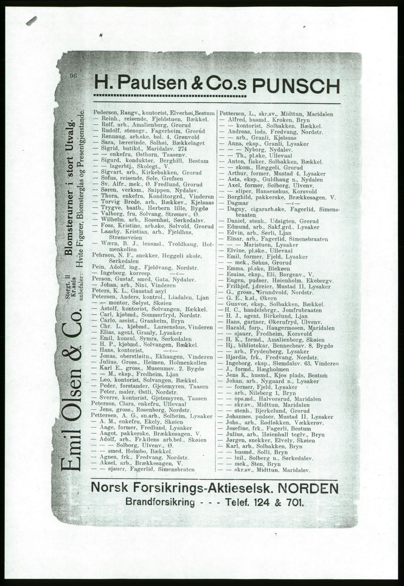 Aker adressebok/adressekalender, PUBL/001/A/001: Akers adressebok, 1916-1917, s. 96