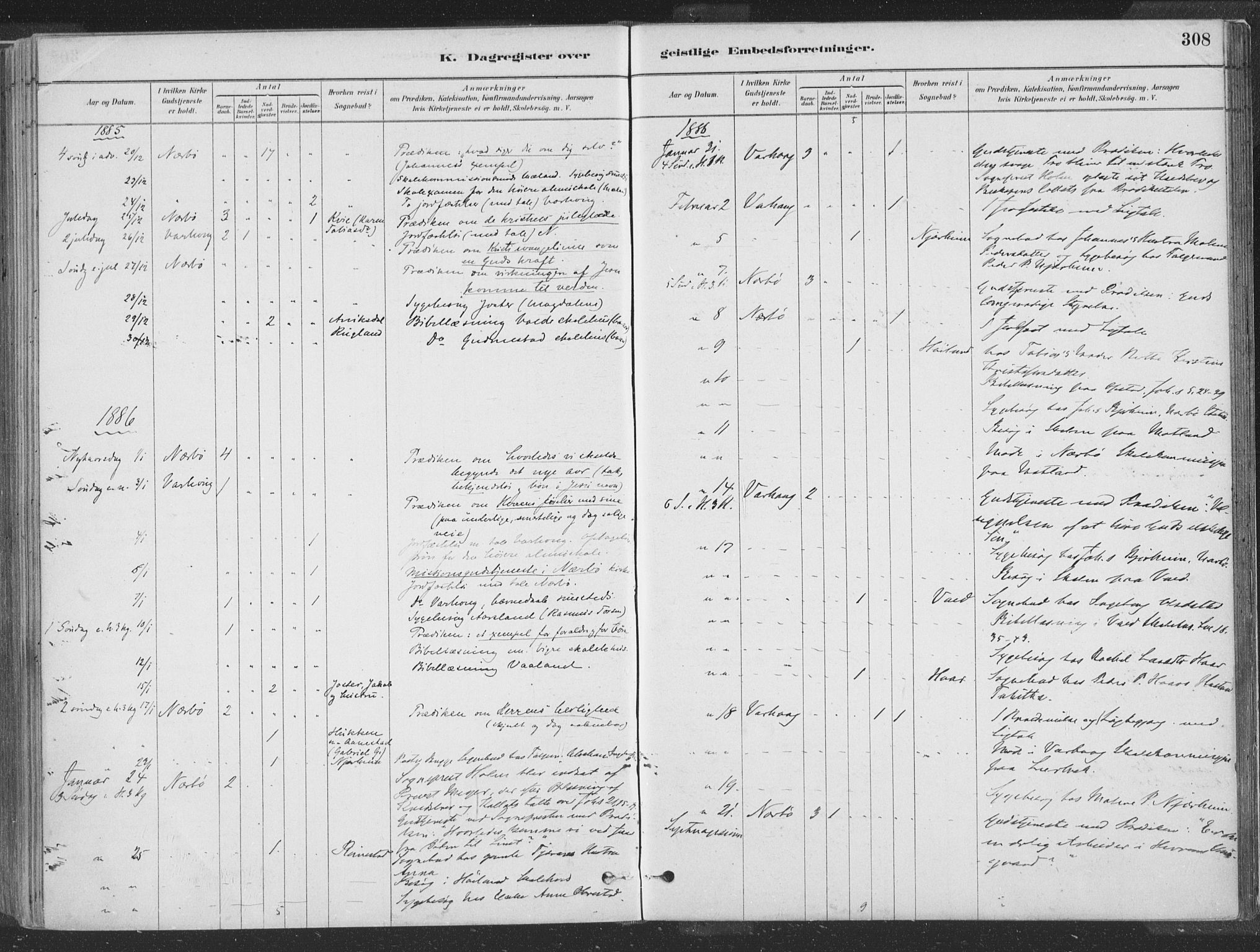 Hå sokneprestkontor, SAST/A-101801/001/30BA/L0010: Ministerialbok nr. A 9, 1879-1896, s. 308