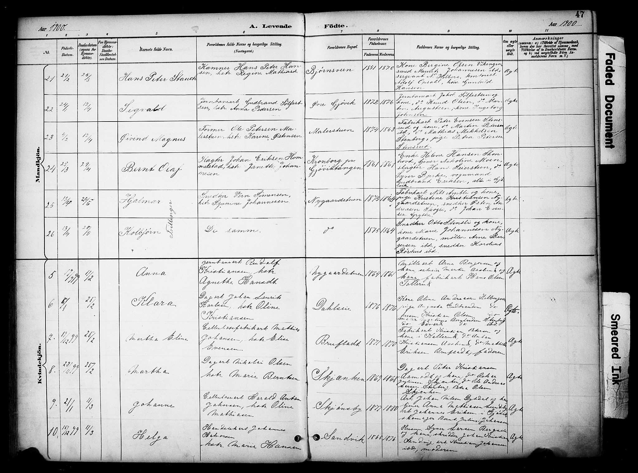 Vardal prestekontor, AV/SAH-PREST-100/H/Ha/Haa/L0012: Ministerialbok nr. 12, 1893-1904, s. 47
