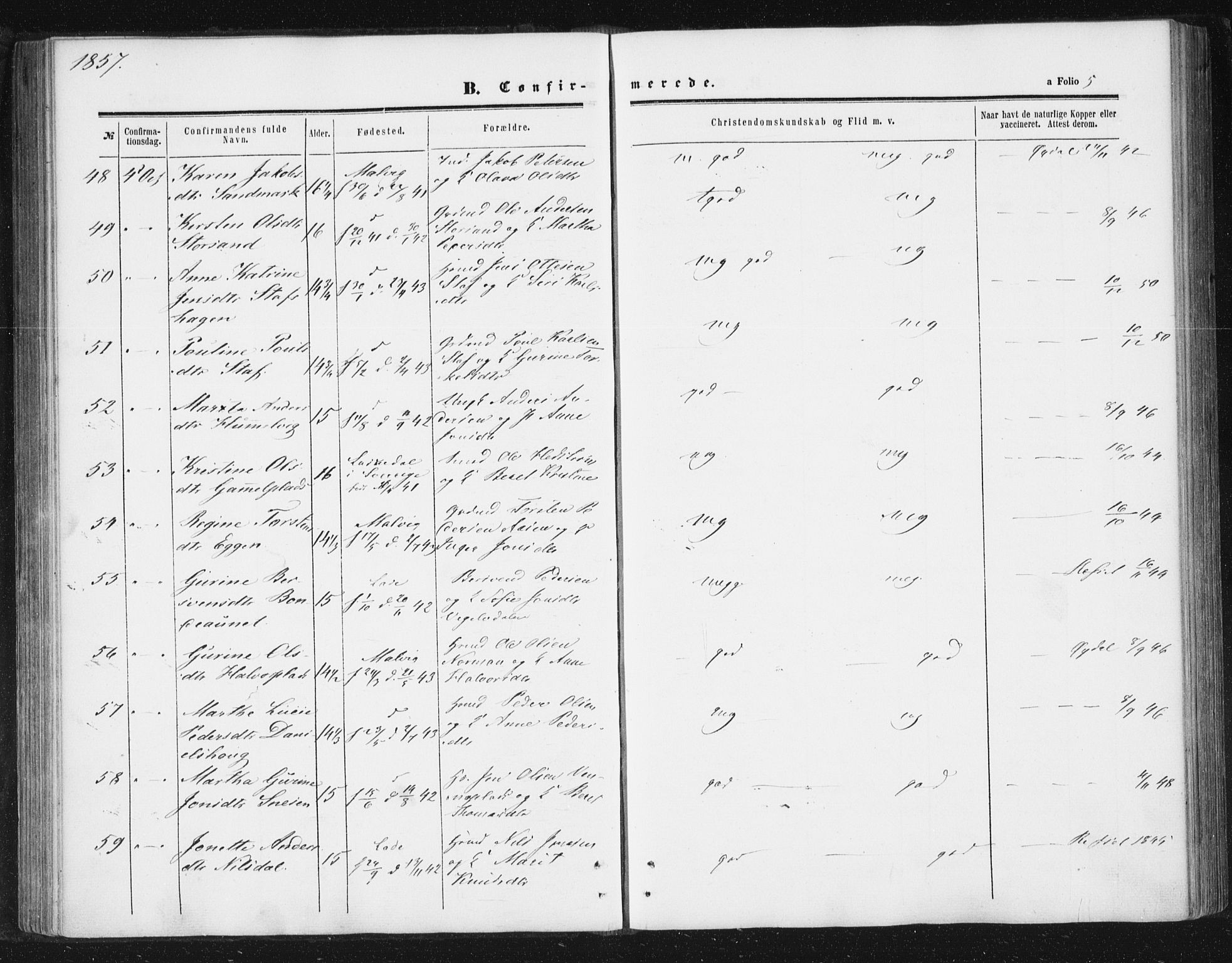Ministerialprotokoller, klokkerbøker og fødselsregistre - Sør-Trøndelag, SAT/A-1456/616/L0408: Ministerialbok nr. 616A05, 1857-1865, s. 5