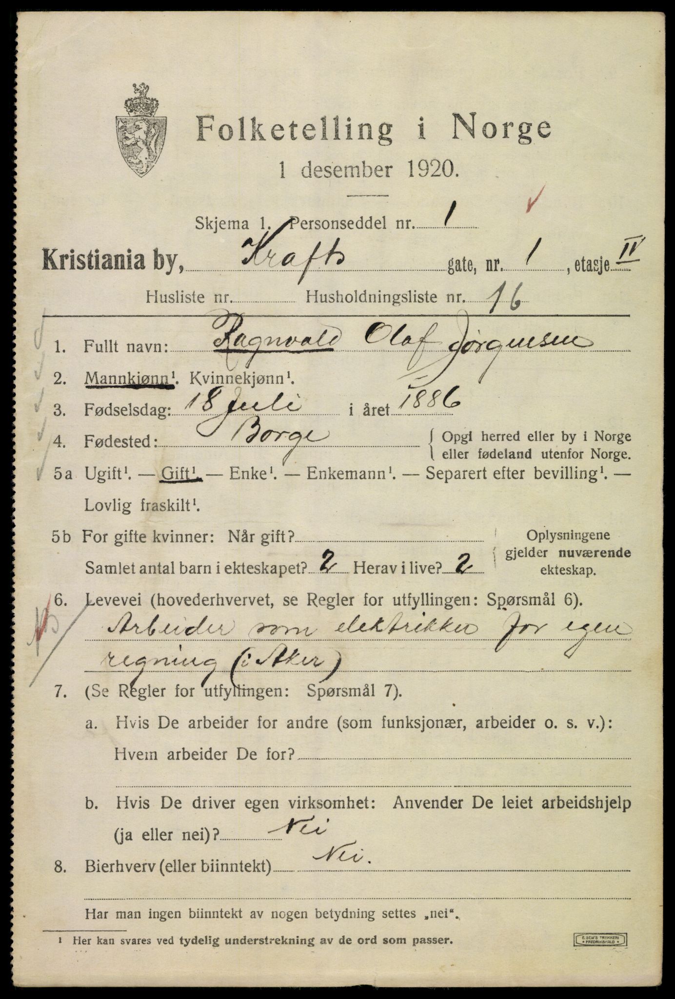 SAO, Folketelling 1920 for 0301 Kristiania kjøpstad, 1920, s. 351005