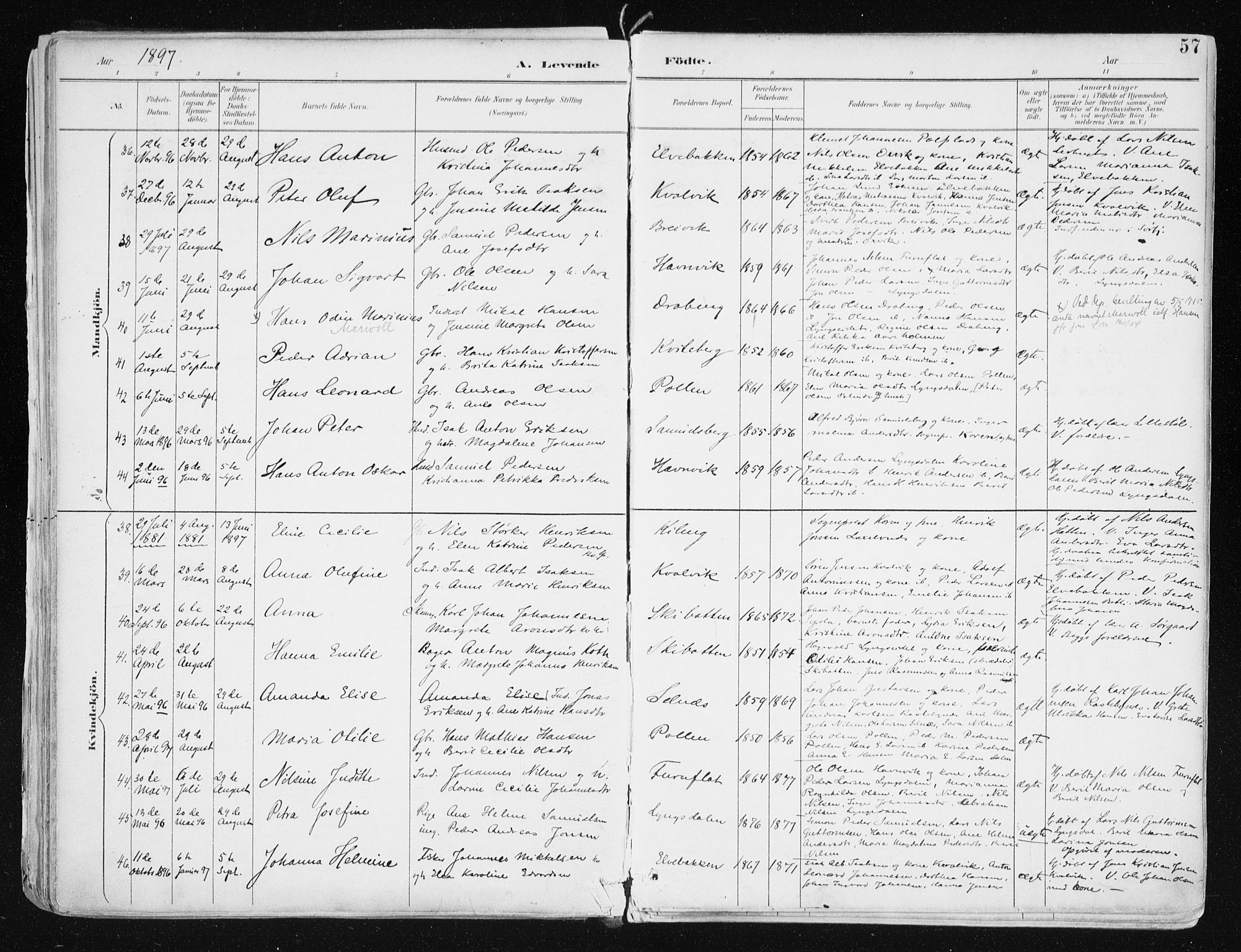 Lyngen sokneprestembete, AV/SATØ-S-1289/H/He/Hea/L0008kirke: Ministerialbok nr. 8, 1891-1902, s. 57