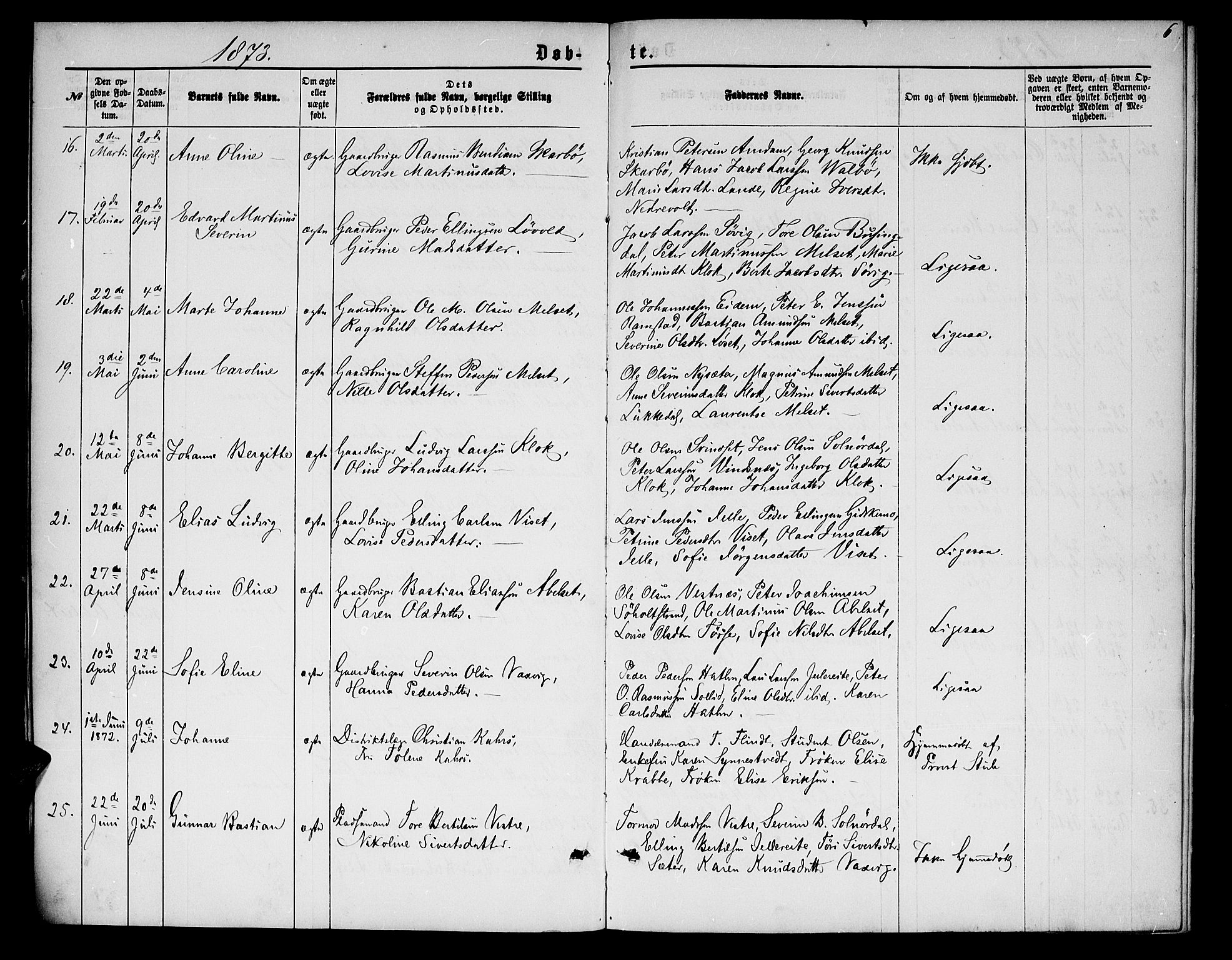 Ministerialprotokoller, klokkerbøker og fødselsregistre - Møre og Romsdal, AV/SAT-A-1454/522/L0325: Klokkerbok nr. 522C04, 1872-1877, s. 6