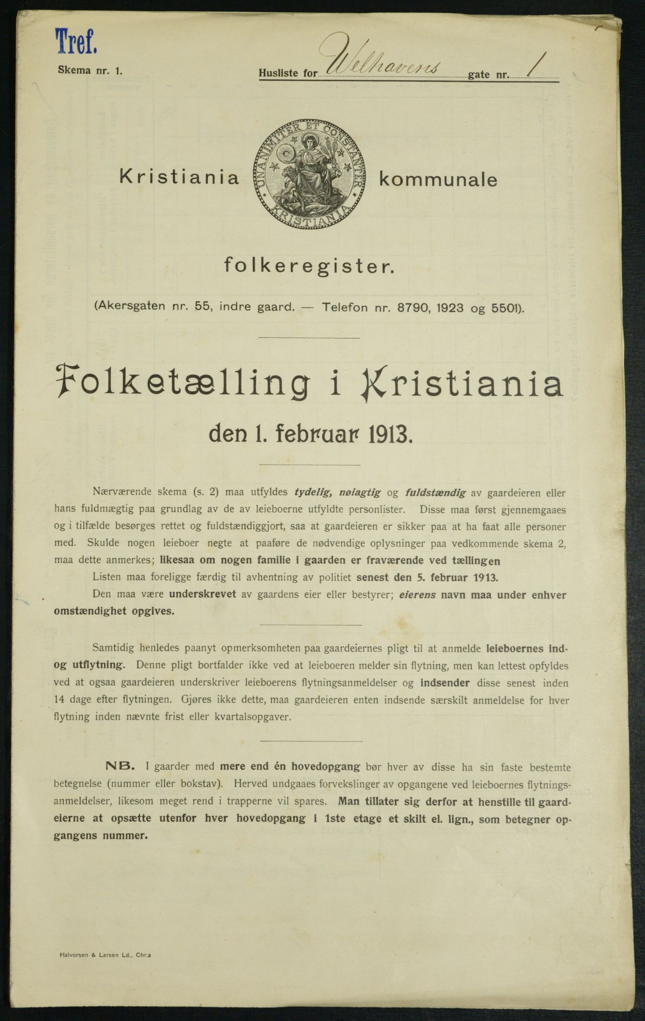 OBA, Kommunal folketelling 1.2.1913 for Kristiania, 1913, s. 127240