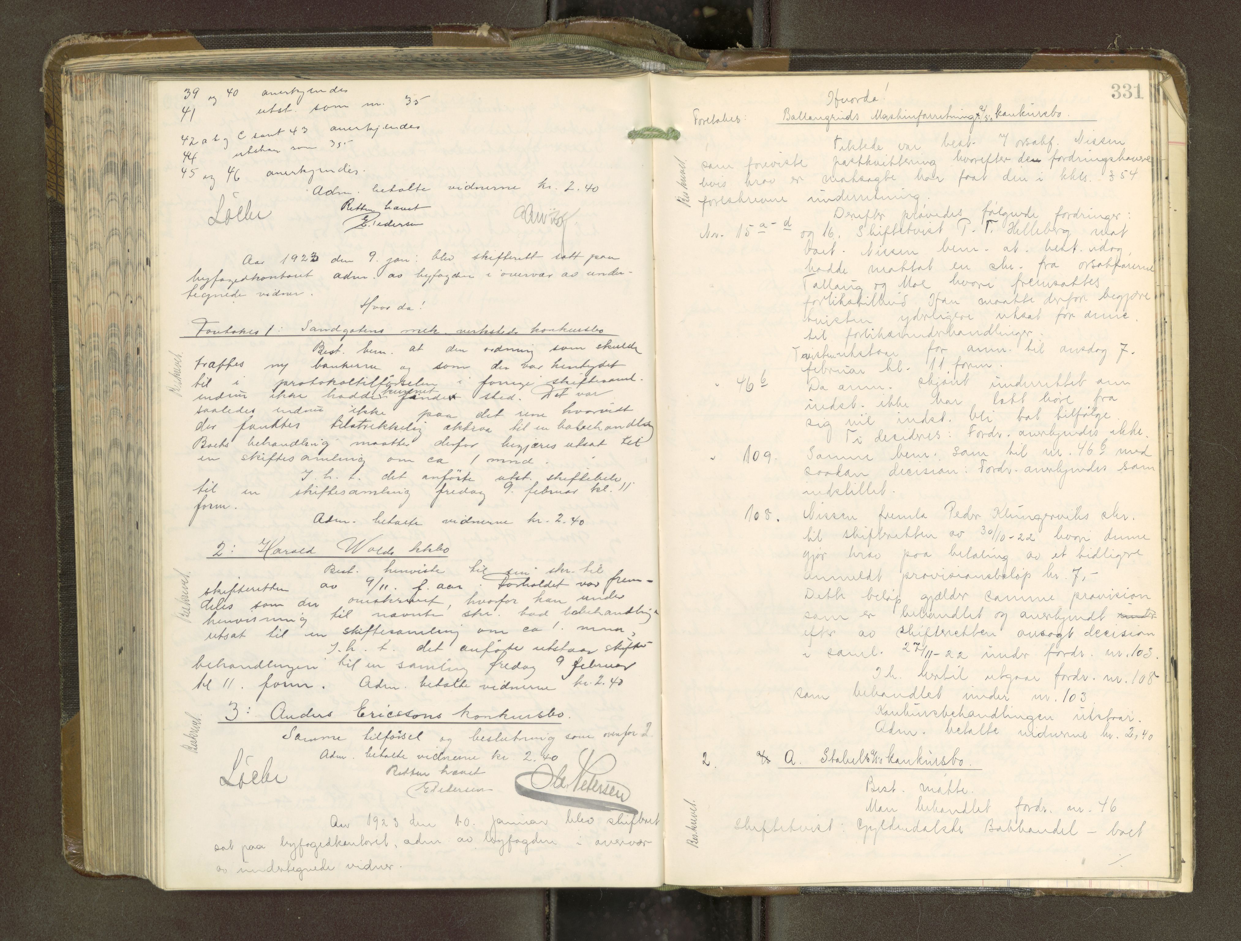 Trondheim byfogd, AV/SAT-A-0003/1/3/3B/L0021: Skiftebehandlingsprotokoll - 1/3-26/5. (u/ register) U, 1921-1924, s. 331