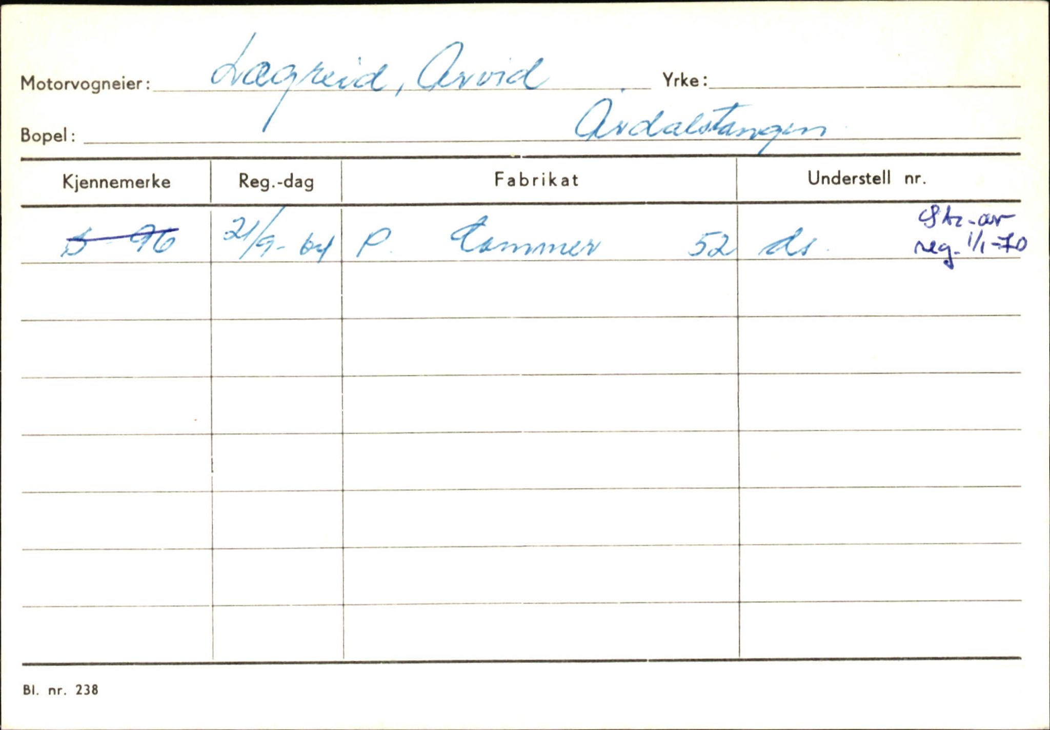 Statens vegvesen, Sogn og Fjordane vegkontor, AV/SAB-A-5301/4/F/L0145: Registerkort Vågsøy S-Å. Årdal I-P, 1945-1975, s. 1539