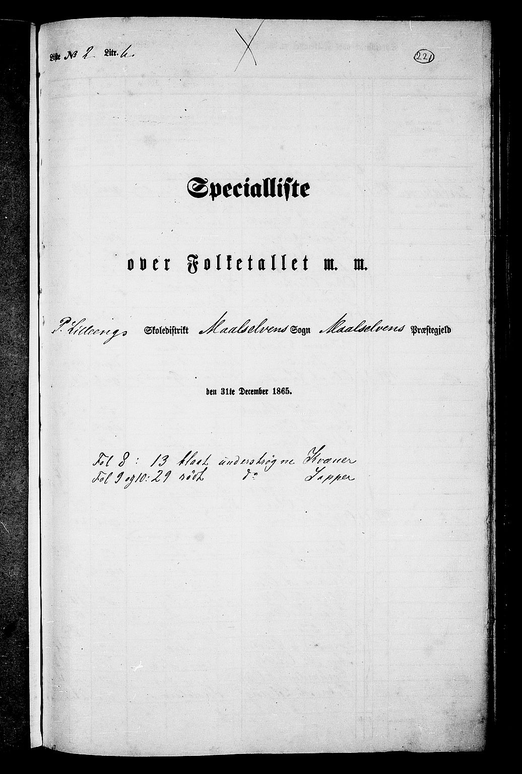 RA, Folketelling 1865 for 1924P Målselv prestegjeld, 1865, s. 49