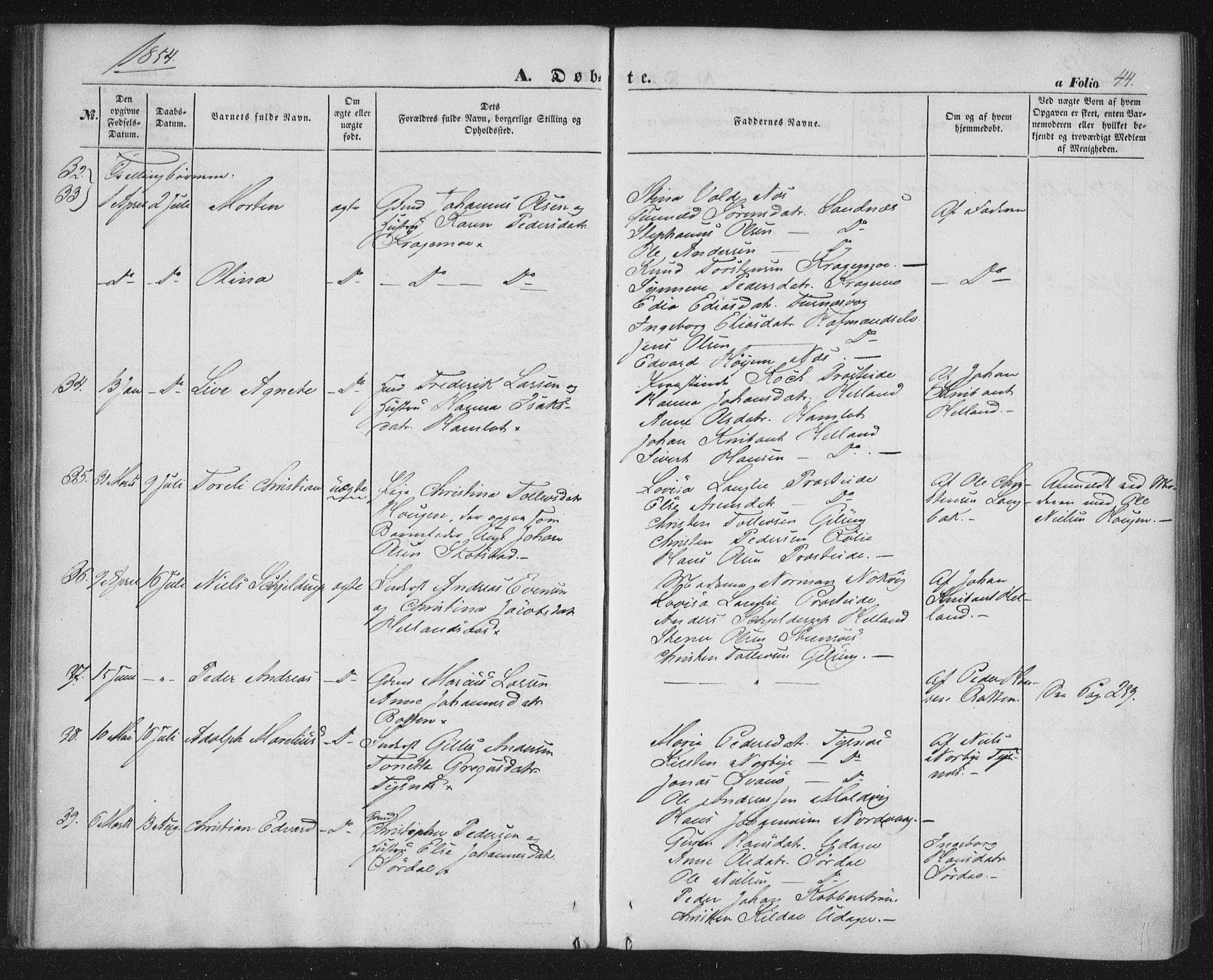 Ministerialprotokoller, klokkerbøker og fødselsregistre - Nordland, AV/SAT-A-1459/859/L0844: Ministerialbok nr. 859A04, 1849-1862, s. 44