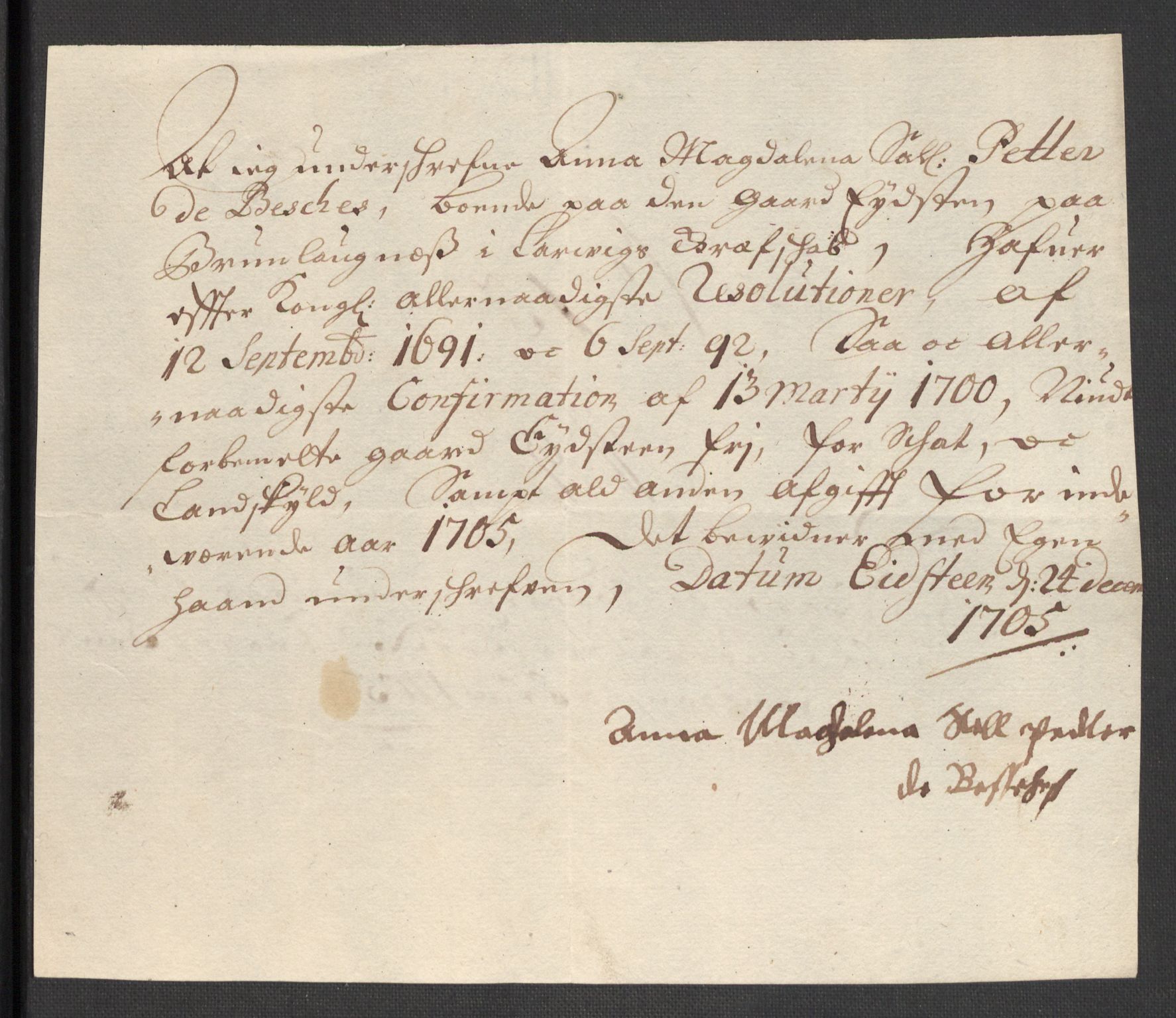 Rentekammeret inntil 1814, Reviderte regnskaper, Fogderegnskap, RA/EA-4092/R33/L1978: Fogderegnskap Larvik grevskap, 1704-1705, s. 421