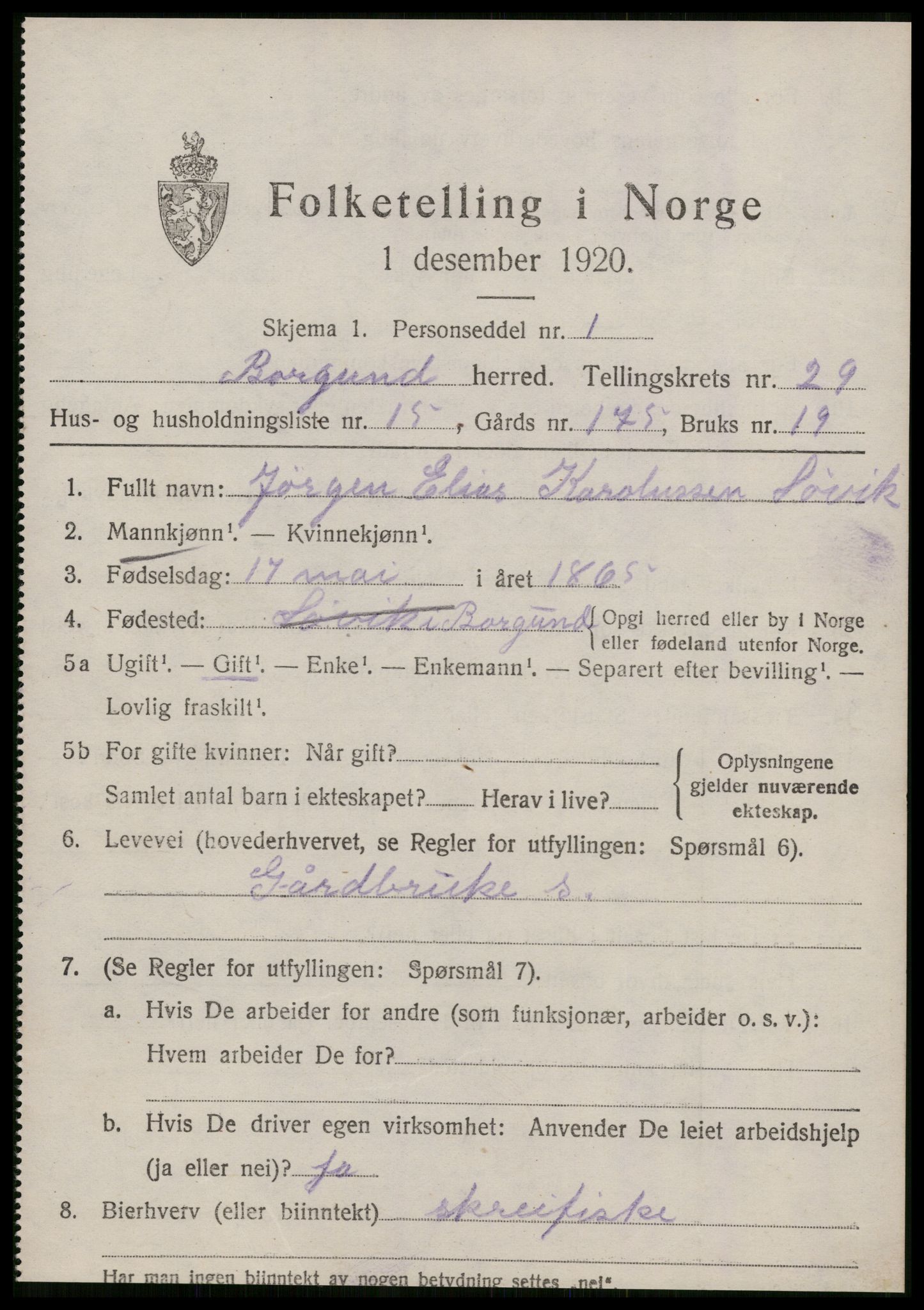 SAT, Folketelling 1920 for 1531 Borgund herred, 1920, s. 18828