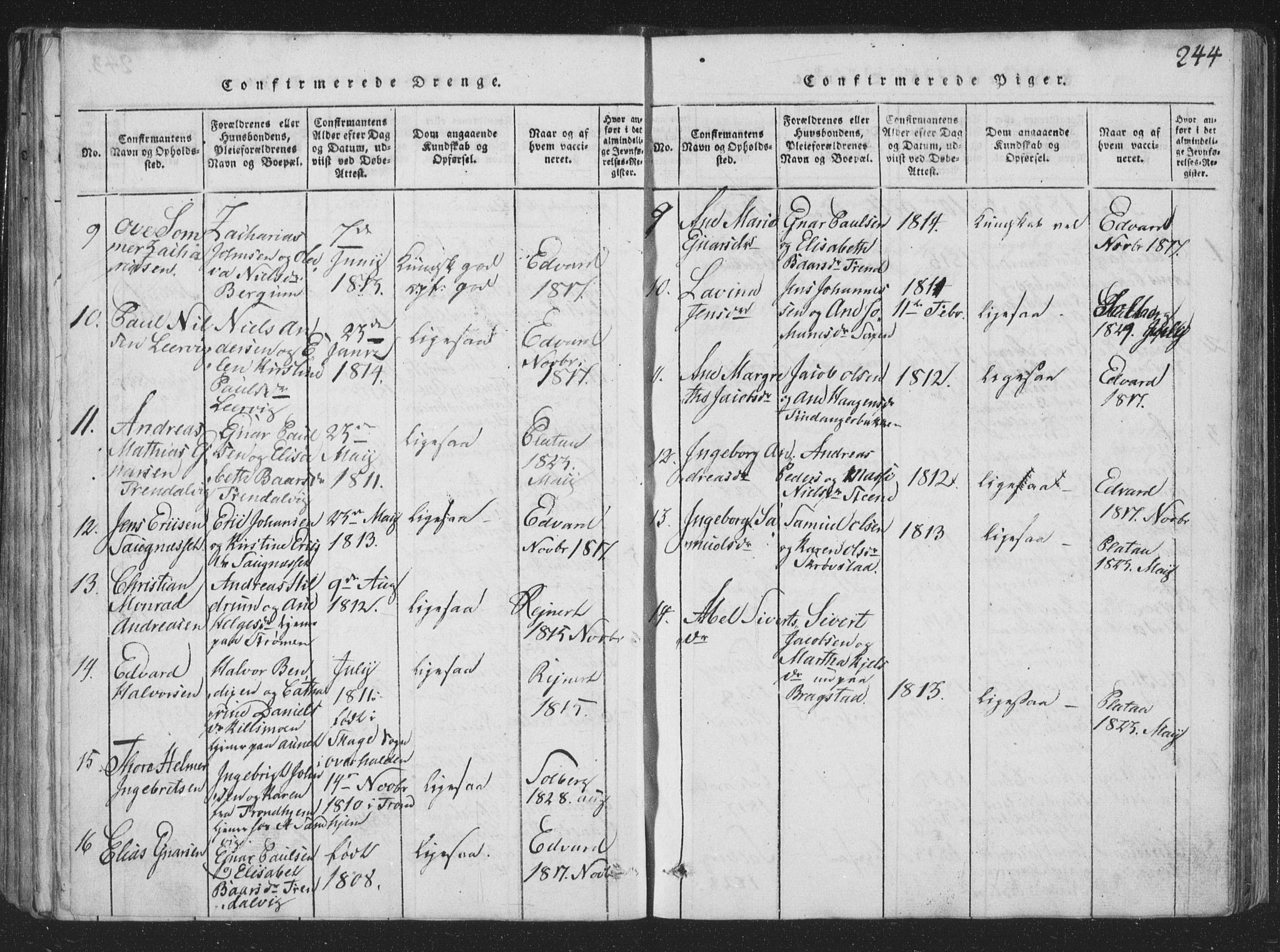 Ministerialprotokoller, klokkerbøker og fødselsregistre - Nord-Trøndelag, AV/SAT-A-1458/773/L0613: Ministerialbok nr. 773A04, 1815-1845, s. 244