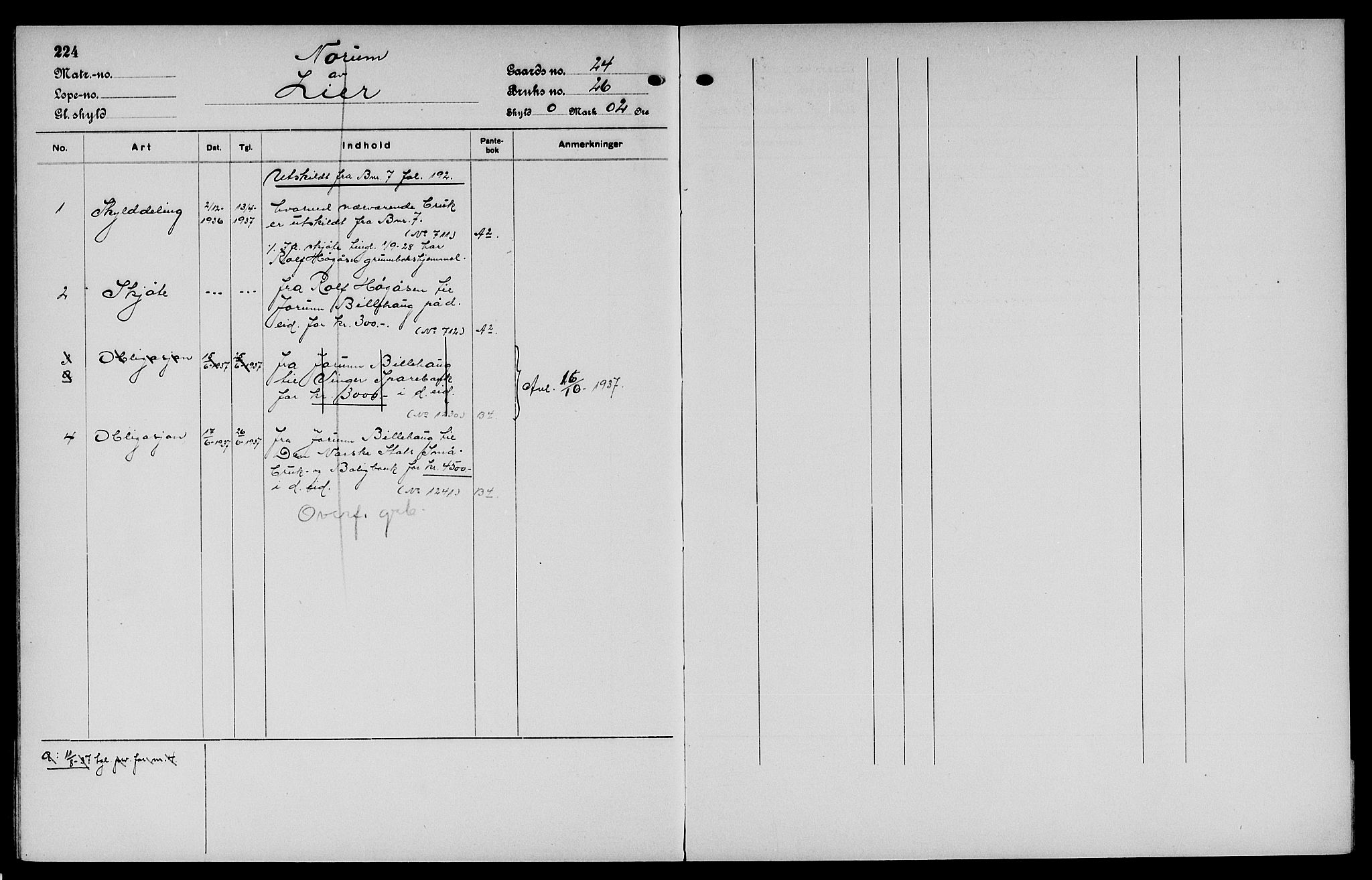 Vinger og Odal sorenskriveri, SAH/TING-022/H/Ha/Hac/Hacc/L0004: Panteregister nr. 3.4, 1923, s. 224