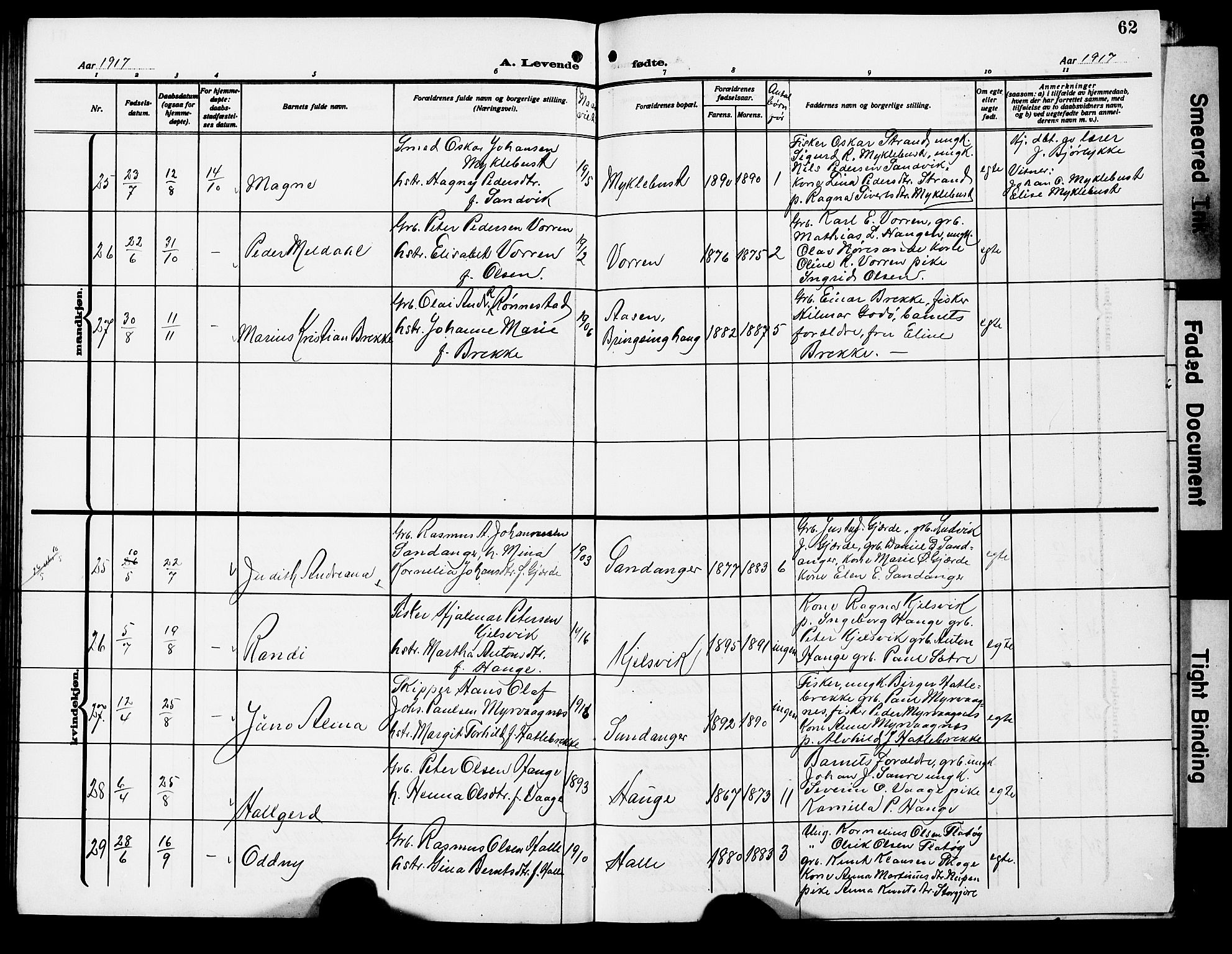 Ministerialprotokoller, klokkerbøker og fødselsregistre - Møre og Romsdal, AV/SAT-A-1454/503/L0050: Klokkerbok nr. 503C05, 1909-1922, s. 62